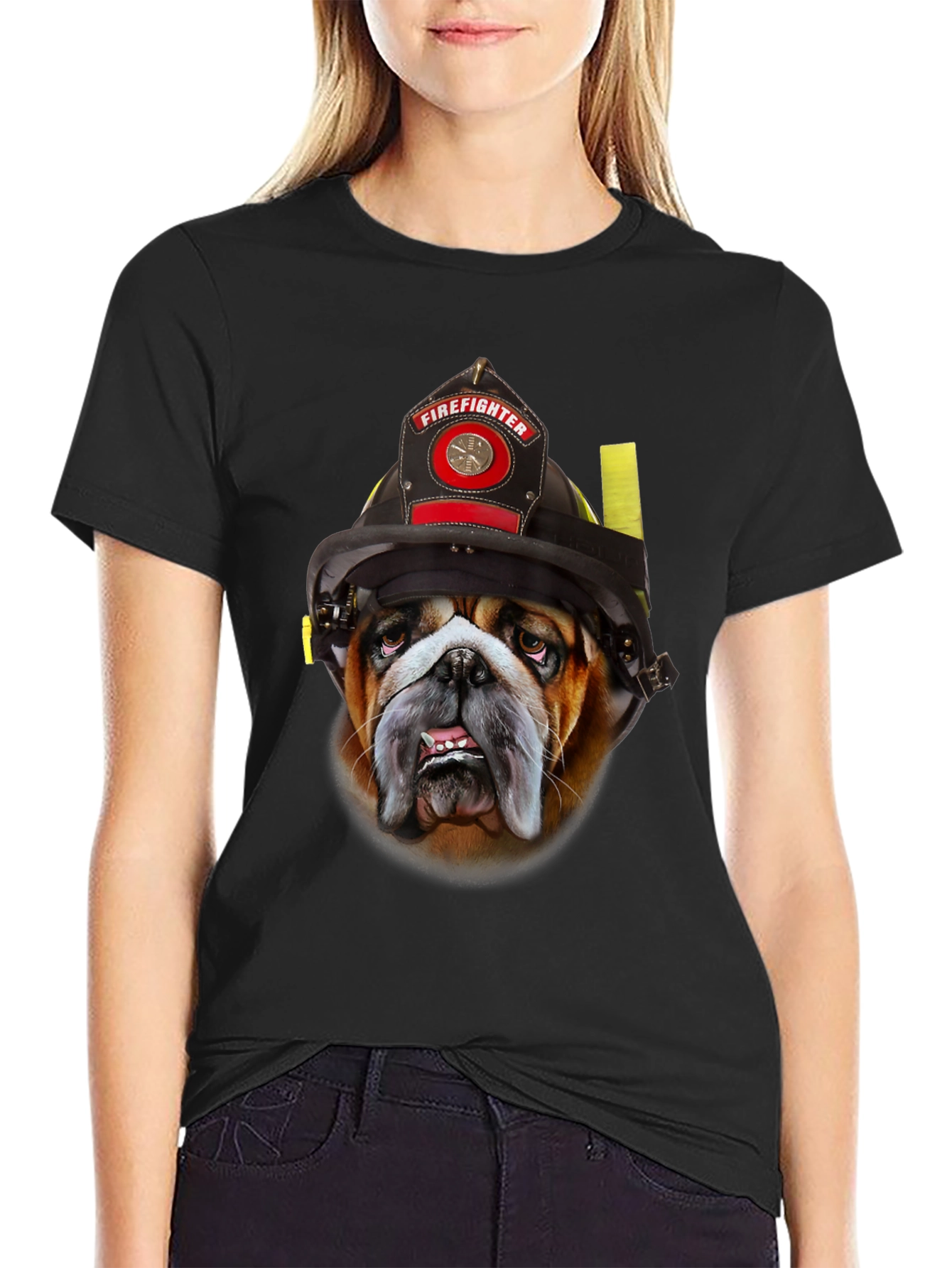 Firefighter Bulldog Graphic T-Shirt