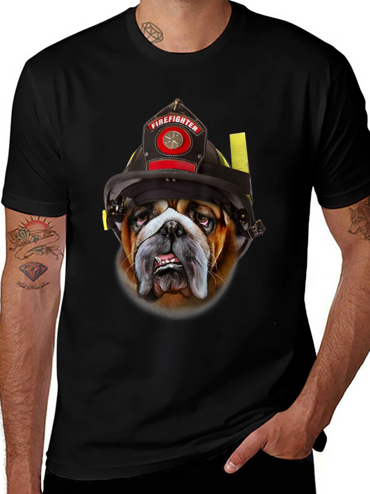 Firefighter Bulldog Graphic T-Shirt