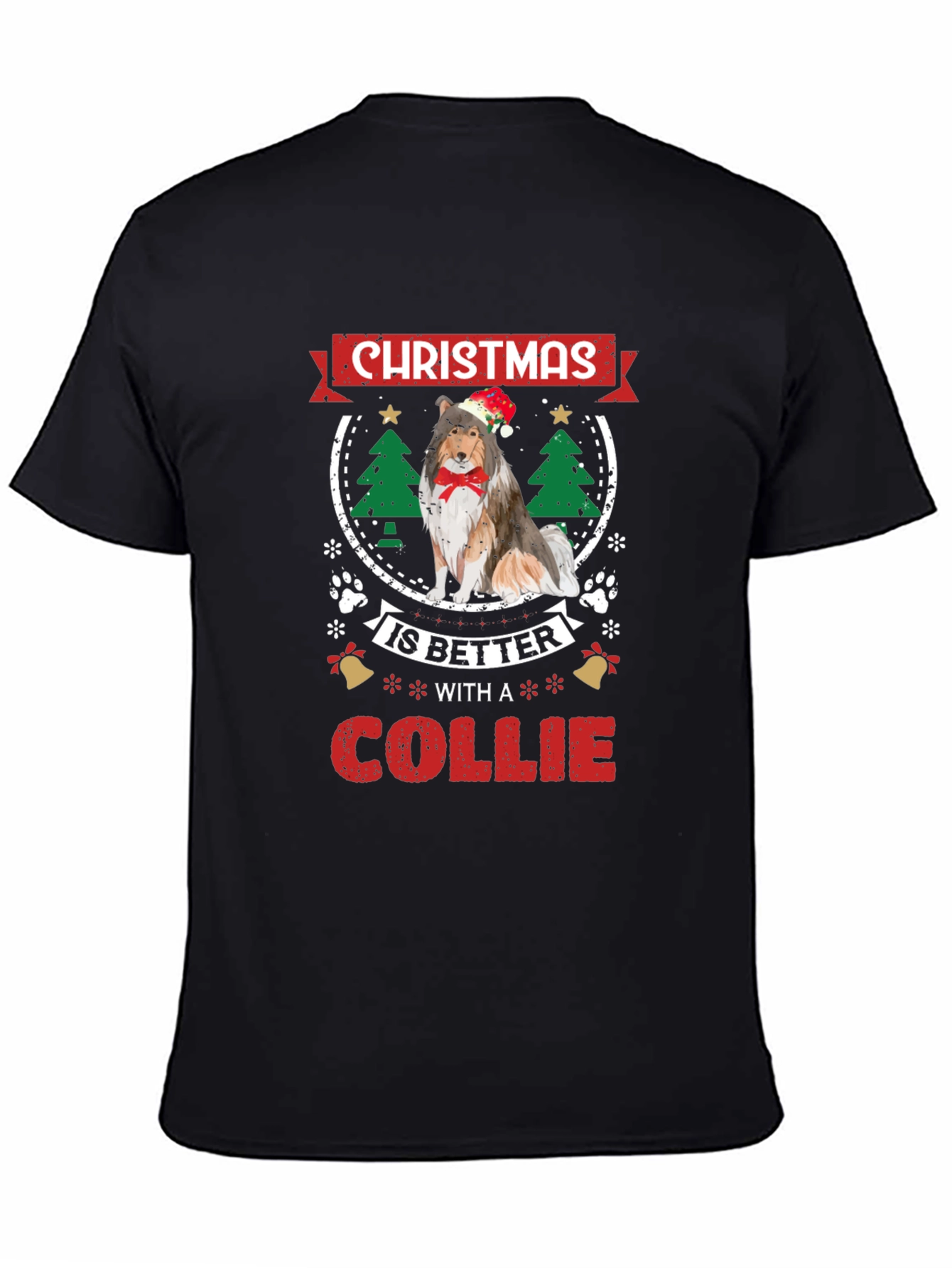 Christmas Collie Dog Graphic Tee