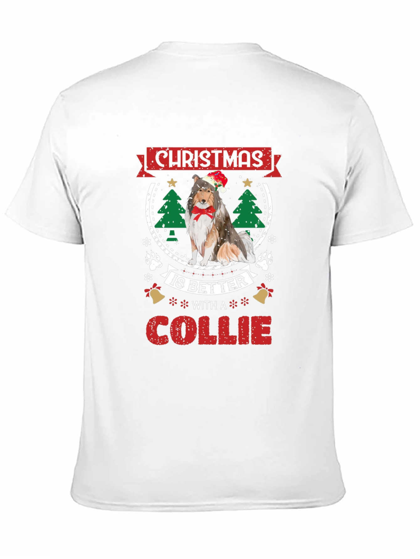 Christmas Collie Dog Graphic Tee