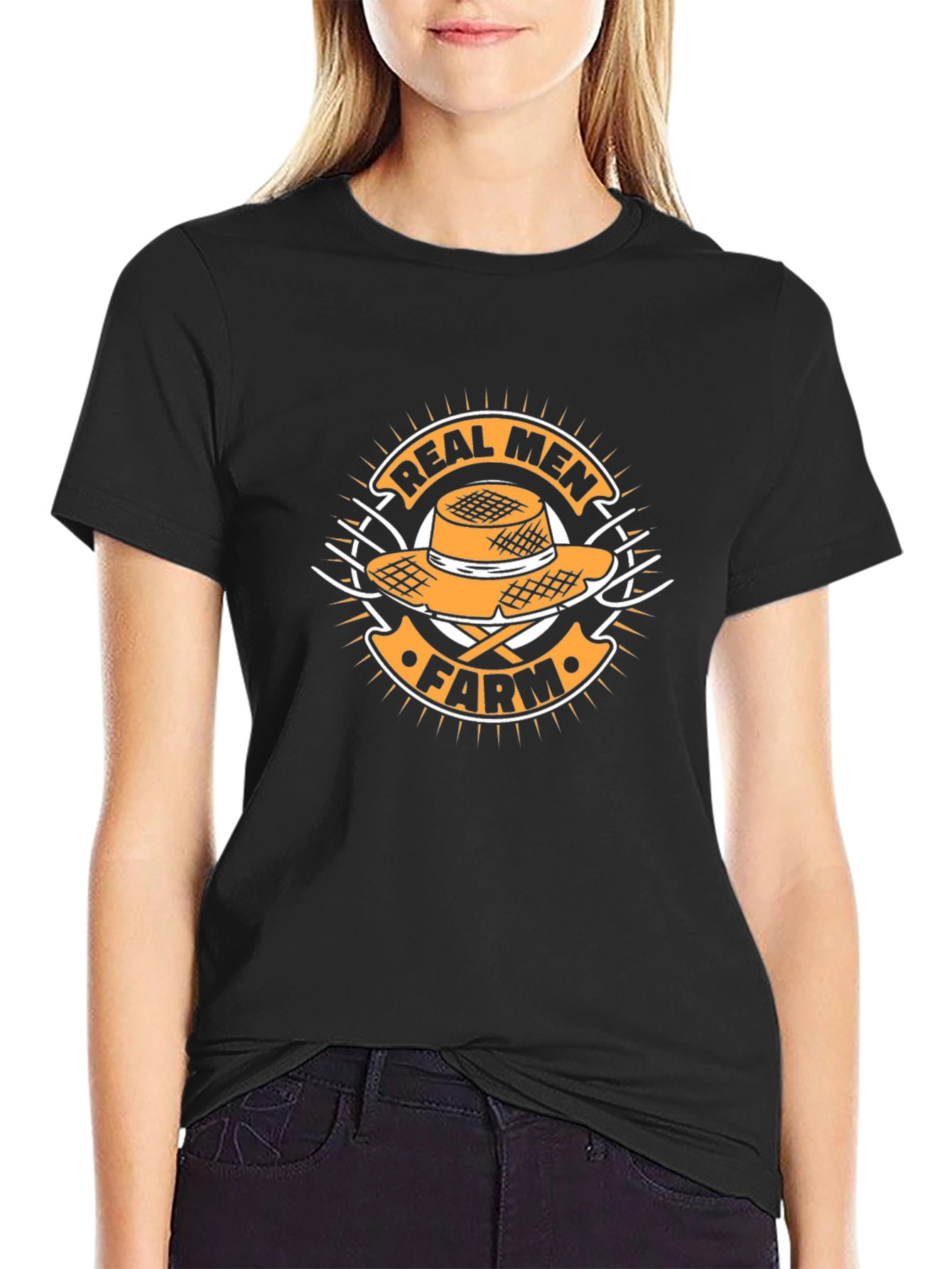 Real Men Farm T-Shirt - Black Cotton Tee