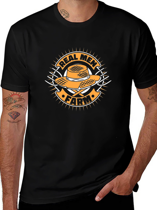 Real Men Farm T-Shirt - Black Cotton Tee