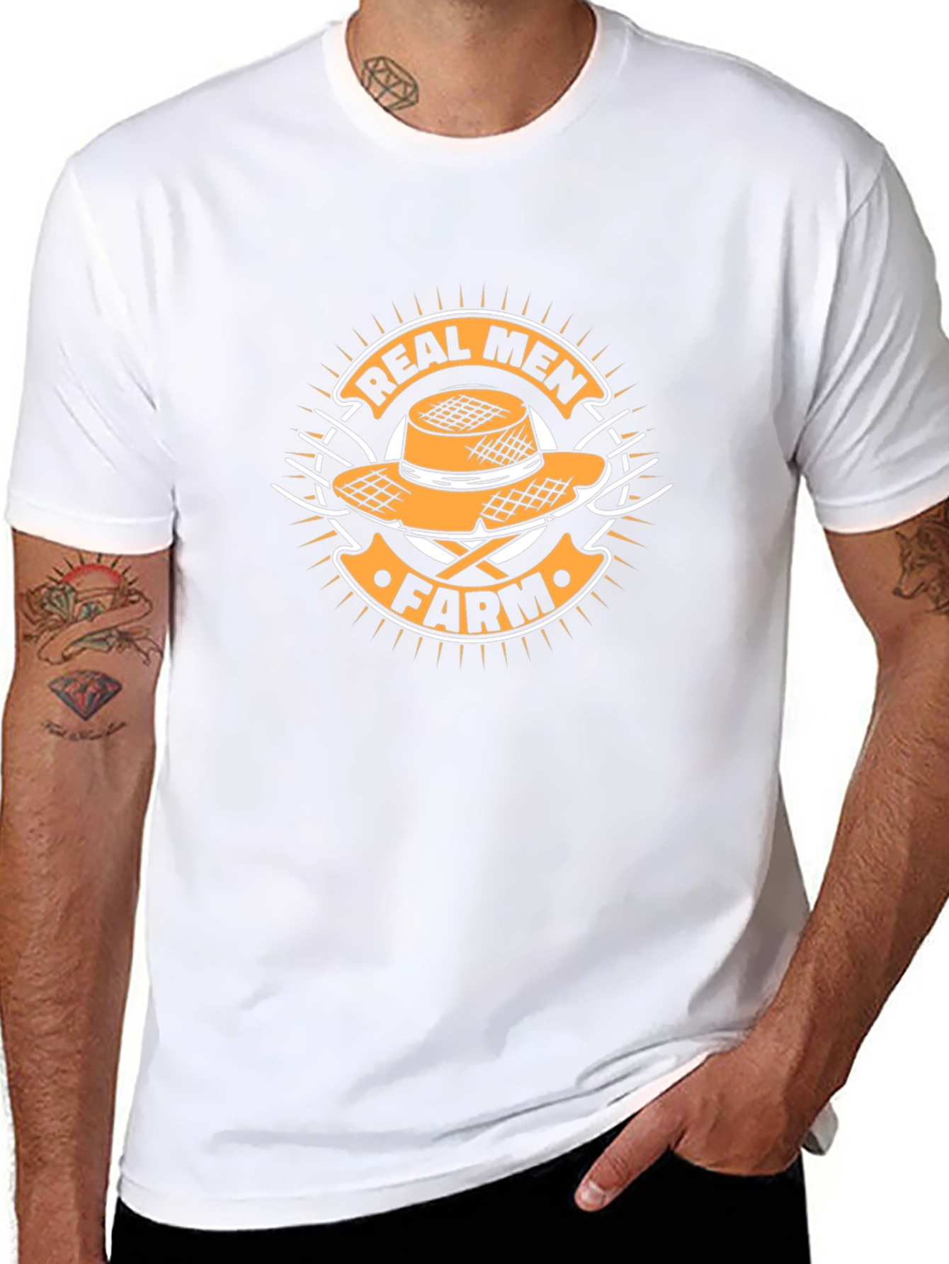 Real Men Farm T-Shirt - Black Cotton Tee