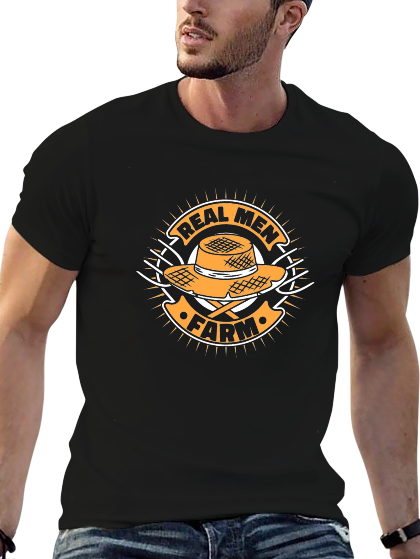 Real Men Farm T-Shirt - Black Cotton Tee