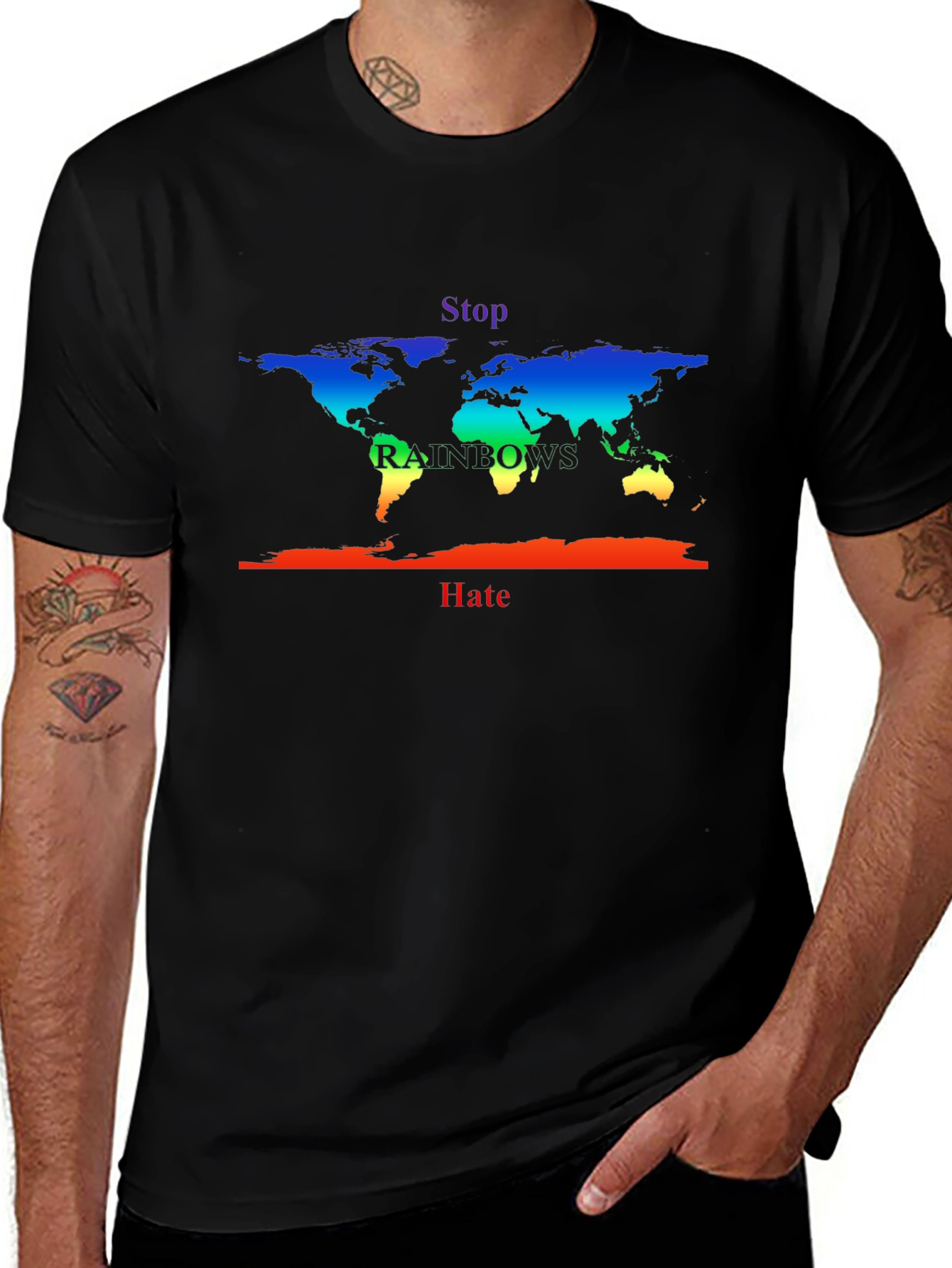 Stop Rainbows Hate Pride World Map T-Shirt