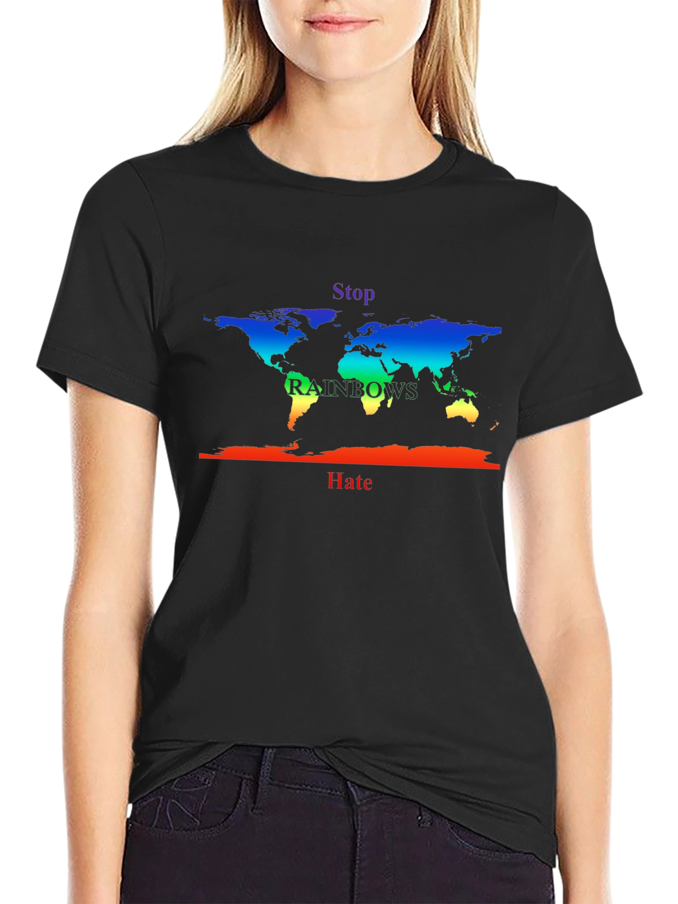 Stop Rainbows Hate Pride World Map T-Shirt