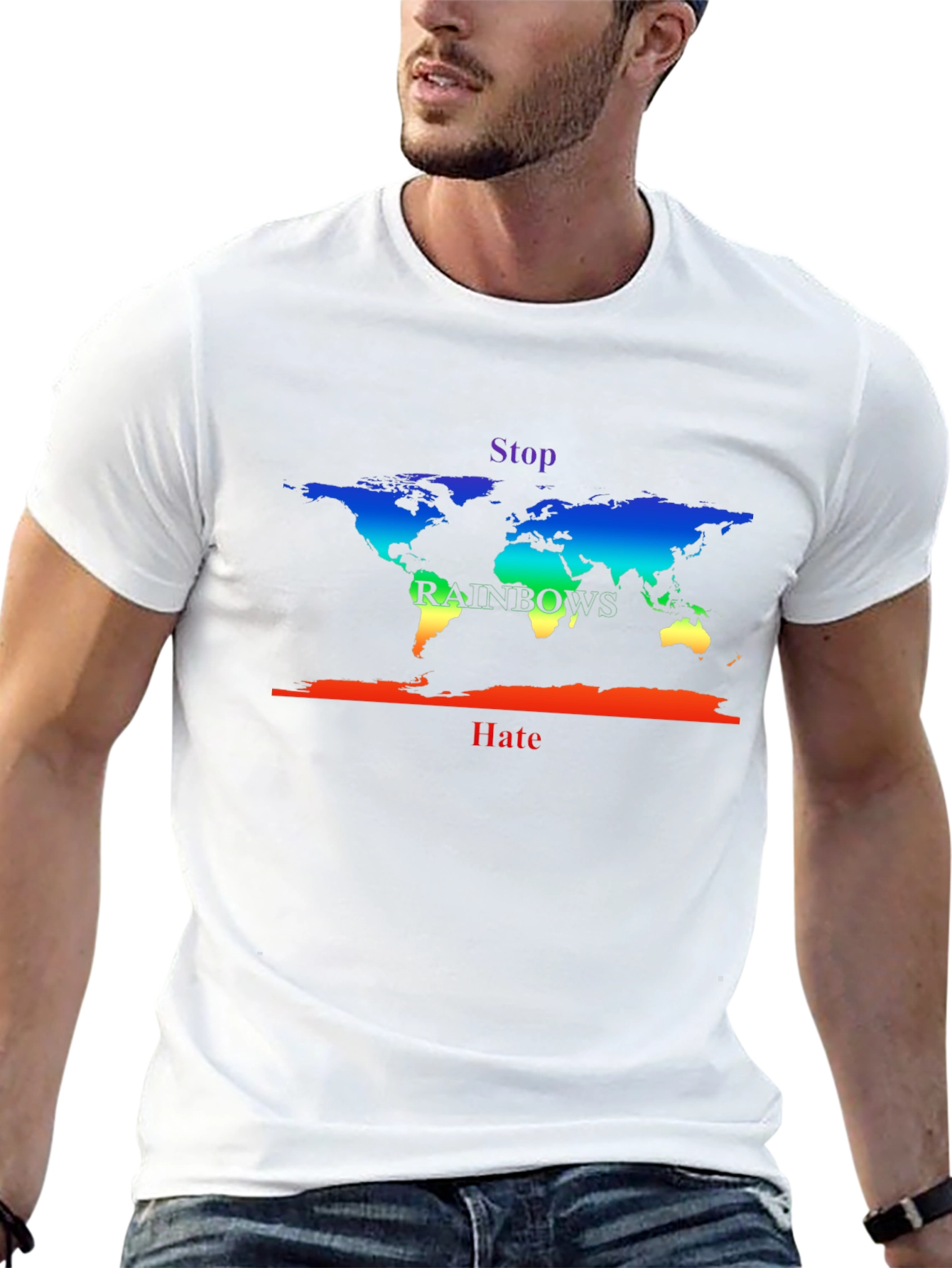 Stop Rainbows Hate Pride World Map T-Shirt