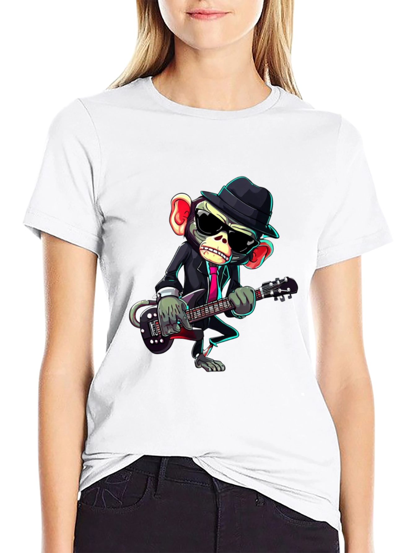Monkey Musician Graphic Tee - Cool Animal Print Shirt
