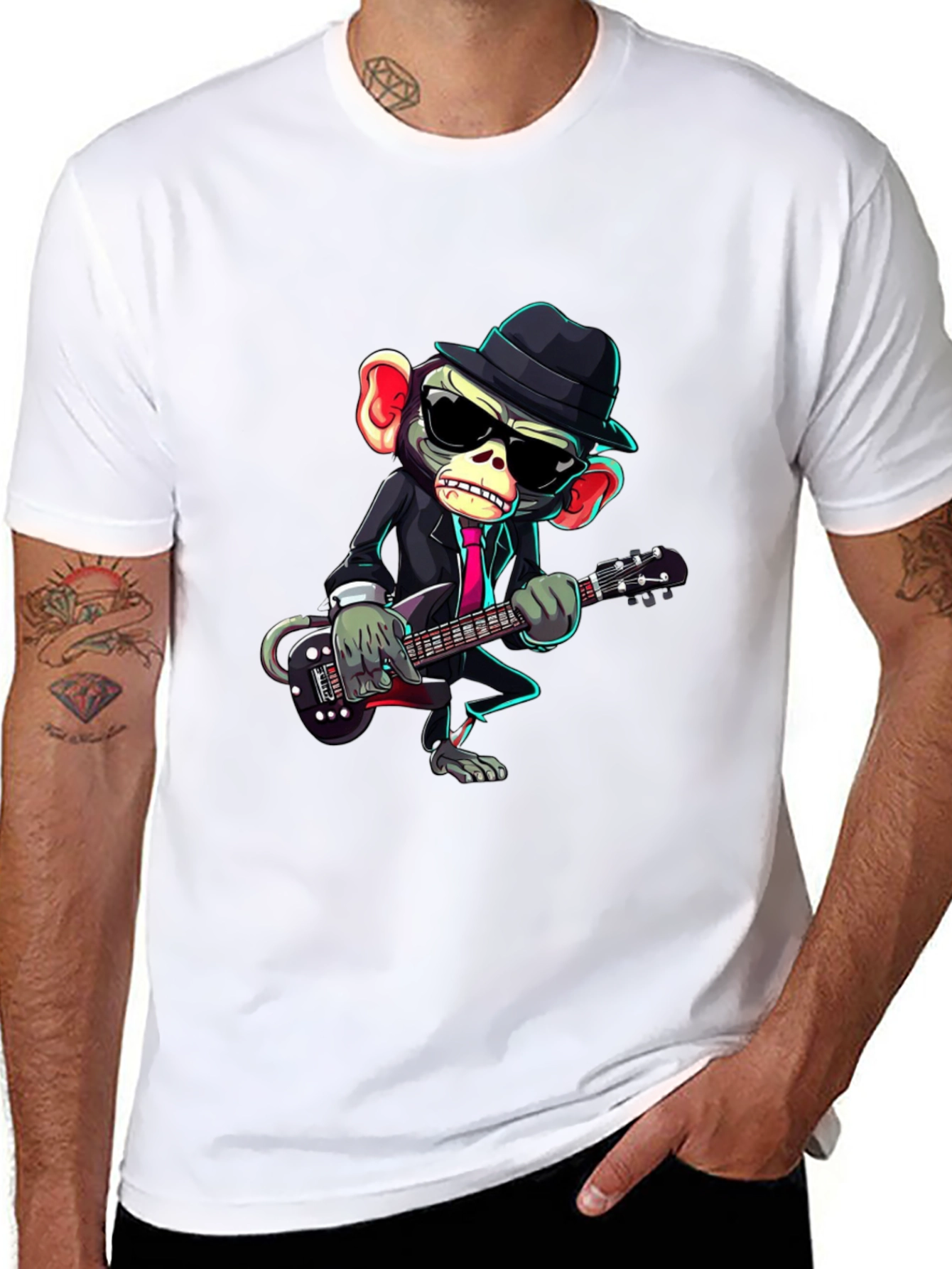 Monkey Musician Graphic Tee - Cool Animal Print Shirt