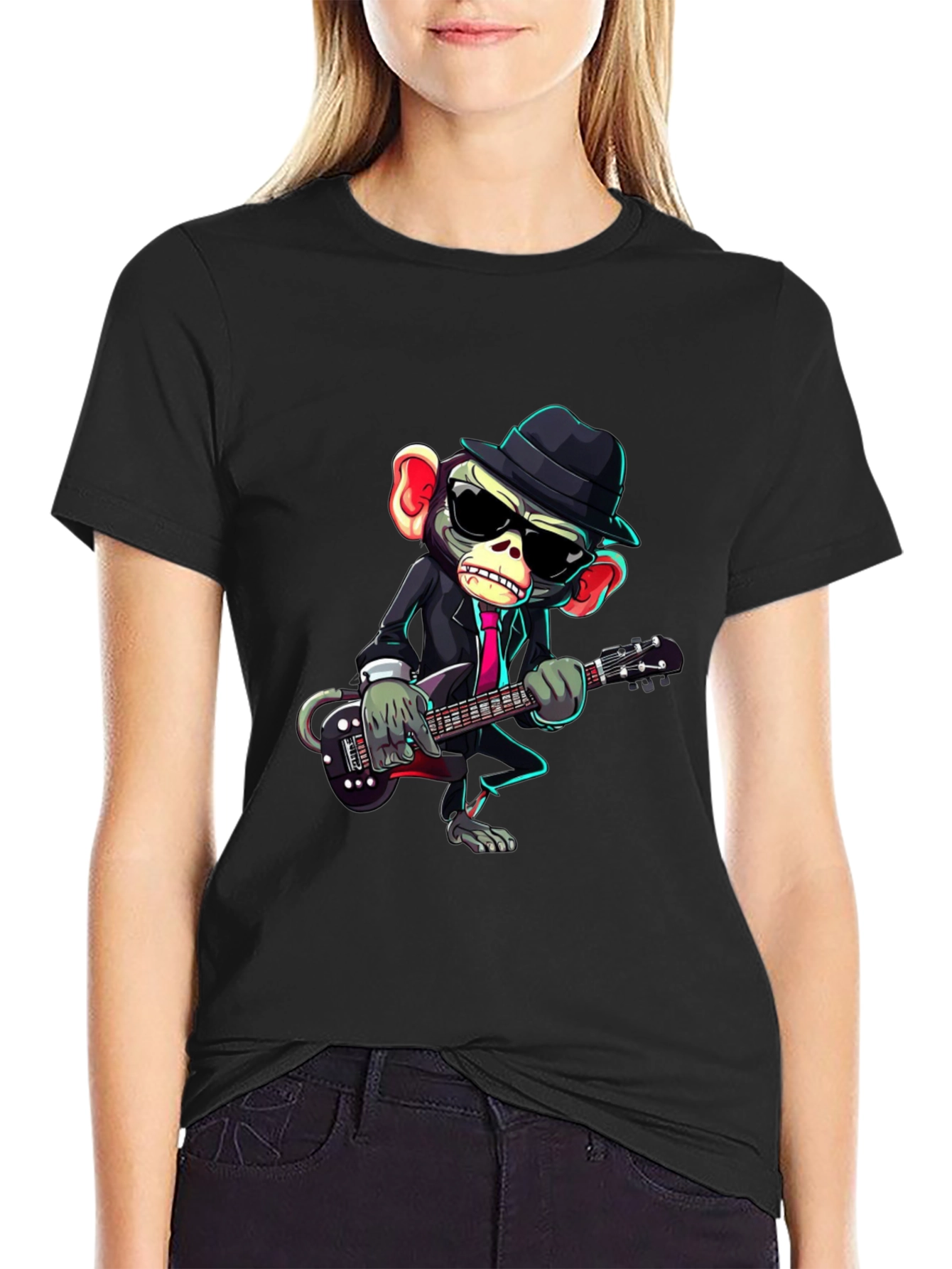Monkey Musician Graphic Tee - Cool Animal Print Shirt