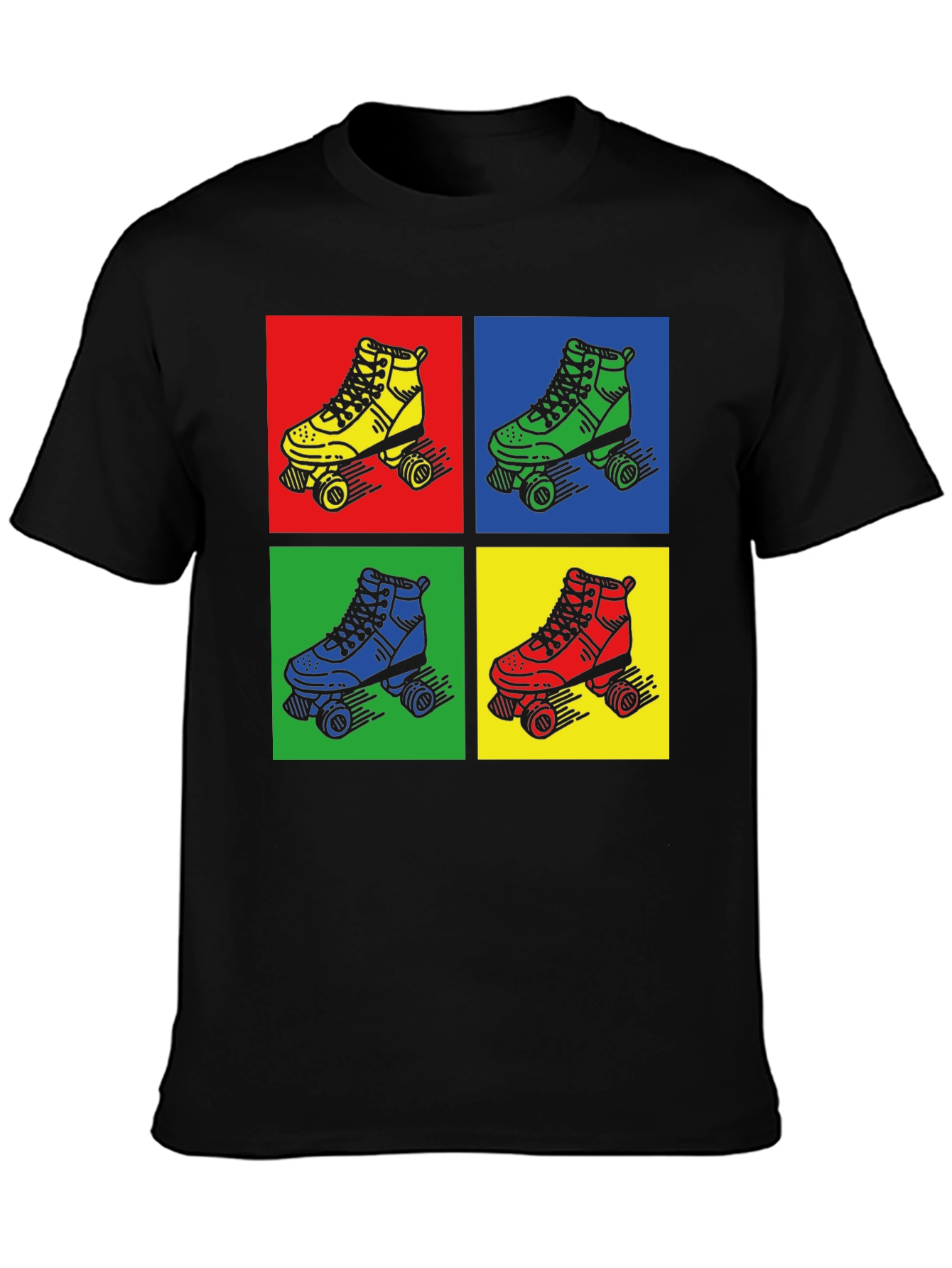 Retro Roller Skate Graphic Tee - Pop Art Style