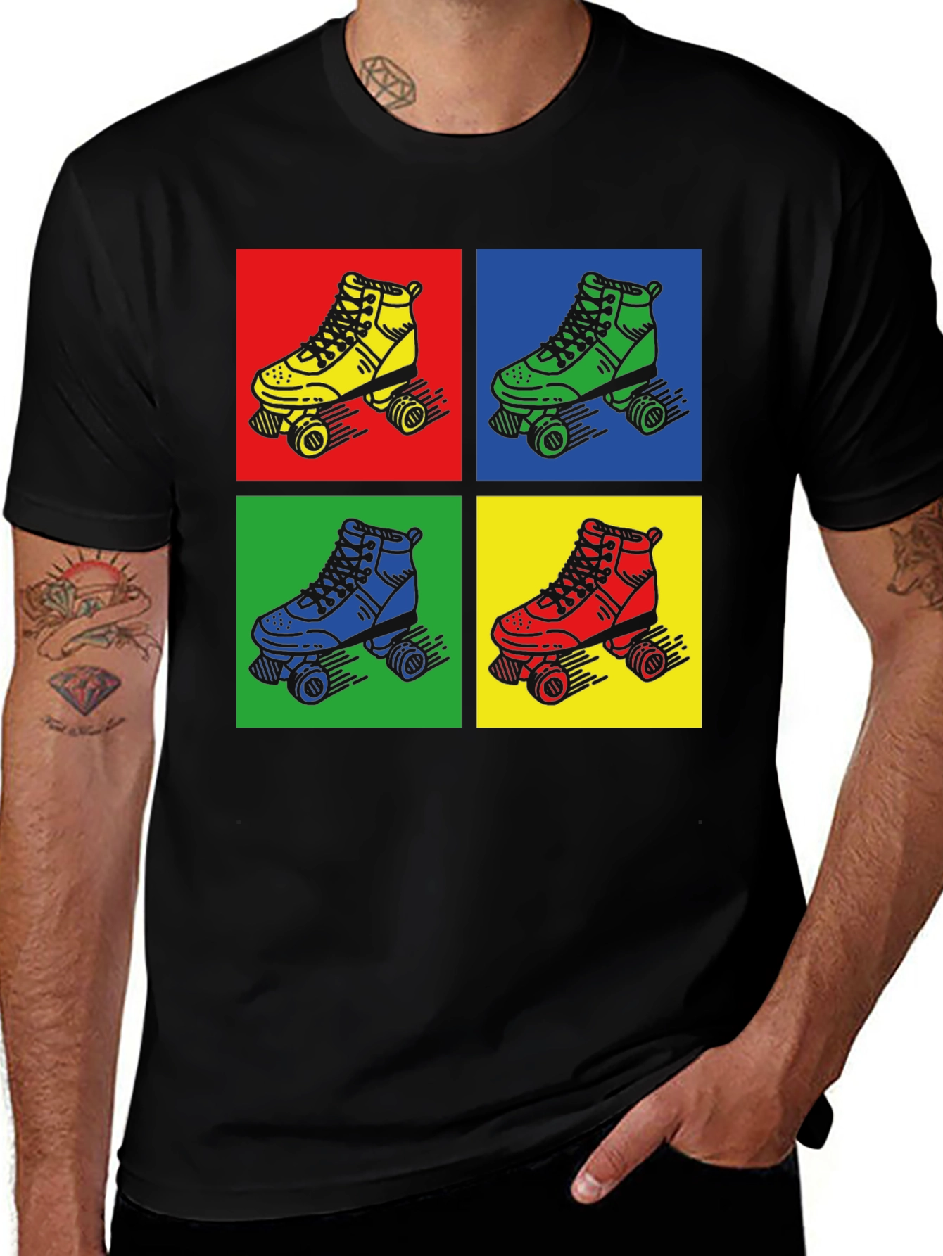 Retro Roller Skate Graphic Tee - Pop Art Style