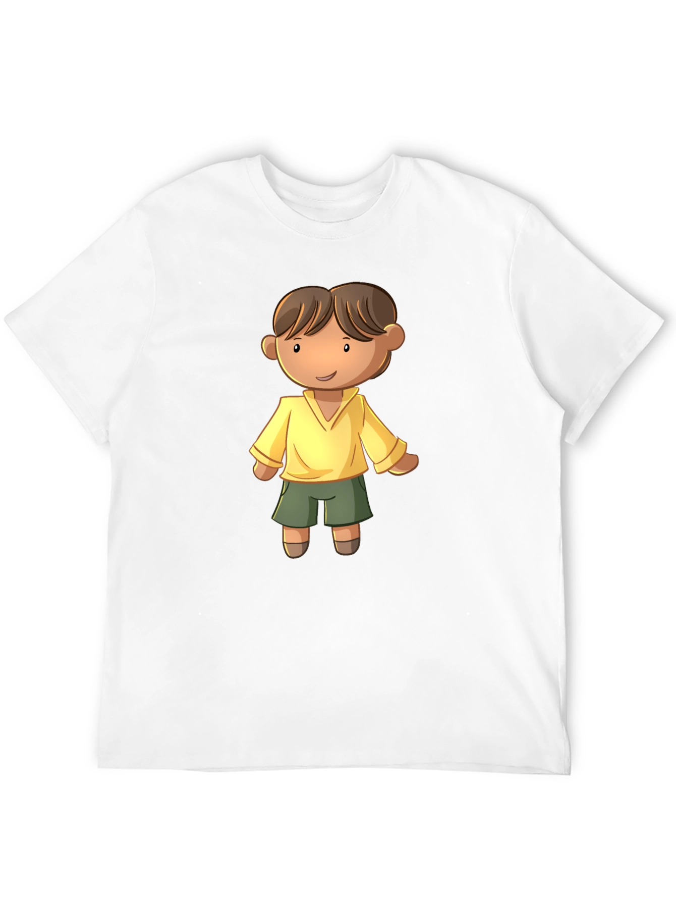 Cartoon Boy Graphic Tee - Black Cotton T-Shirt