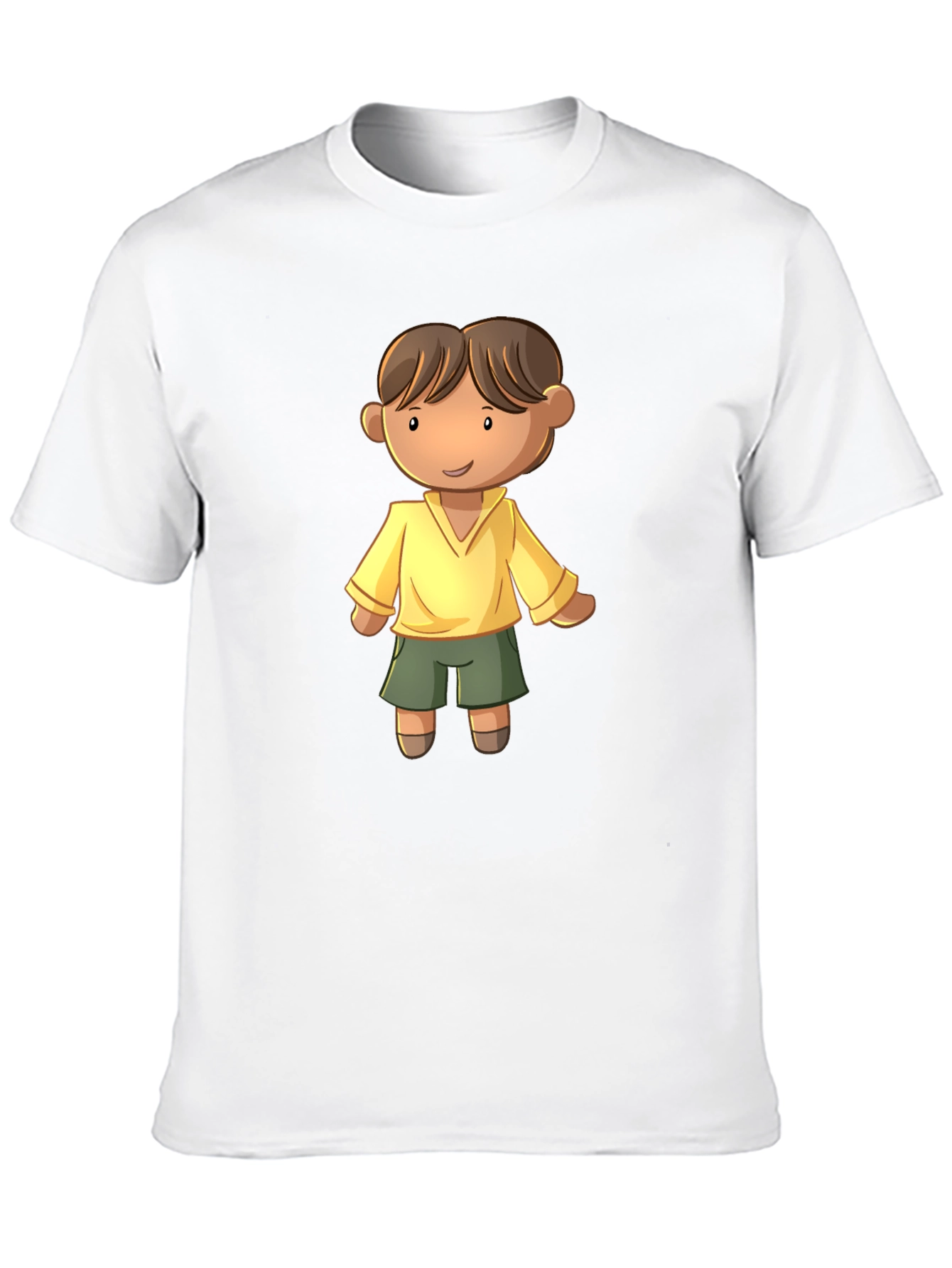 Cartoon Boy Graphic Tee - Black Cotton T-Shirt