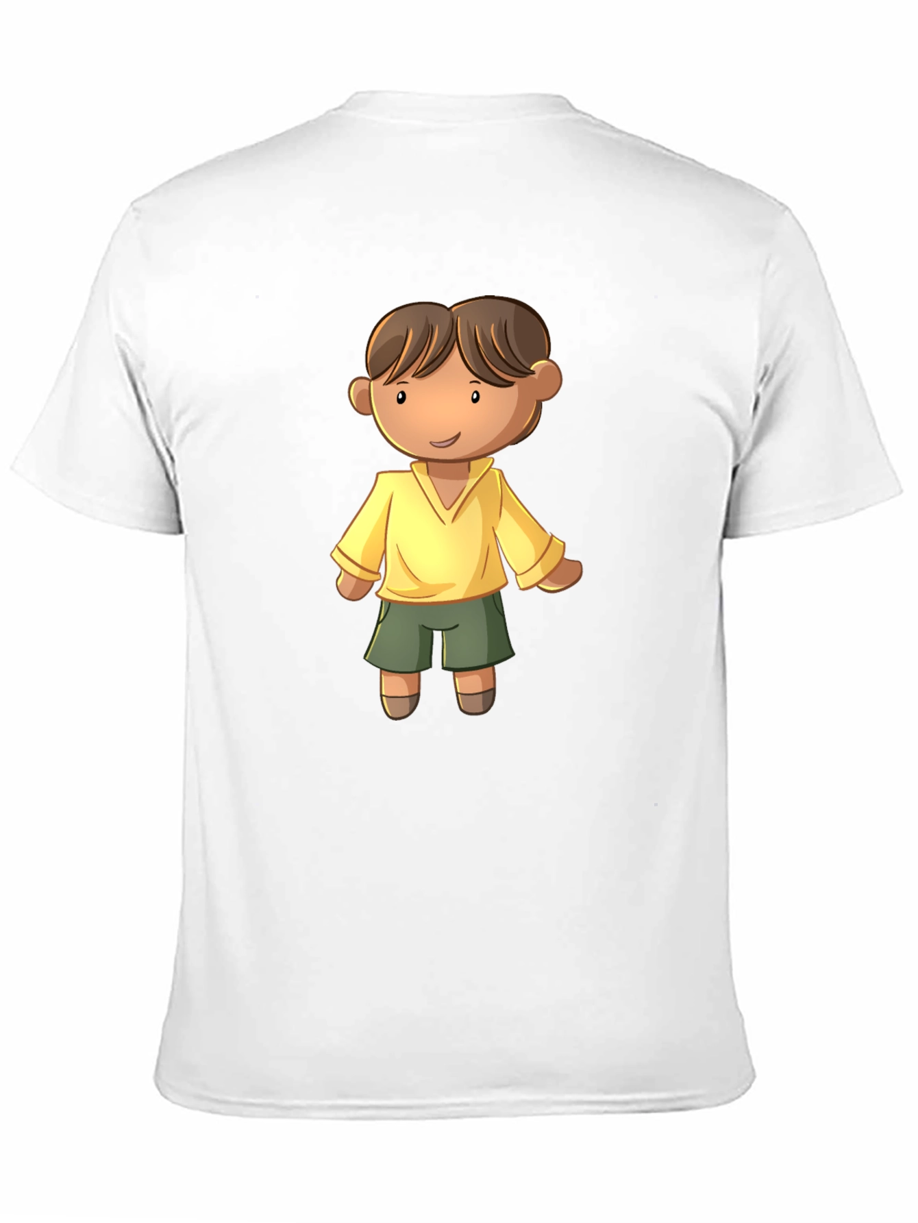 Cartoon Boy Graphic Tee - Black Cotton T-Shirt