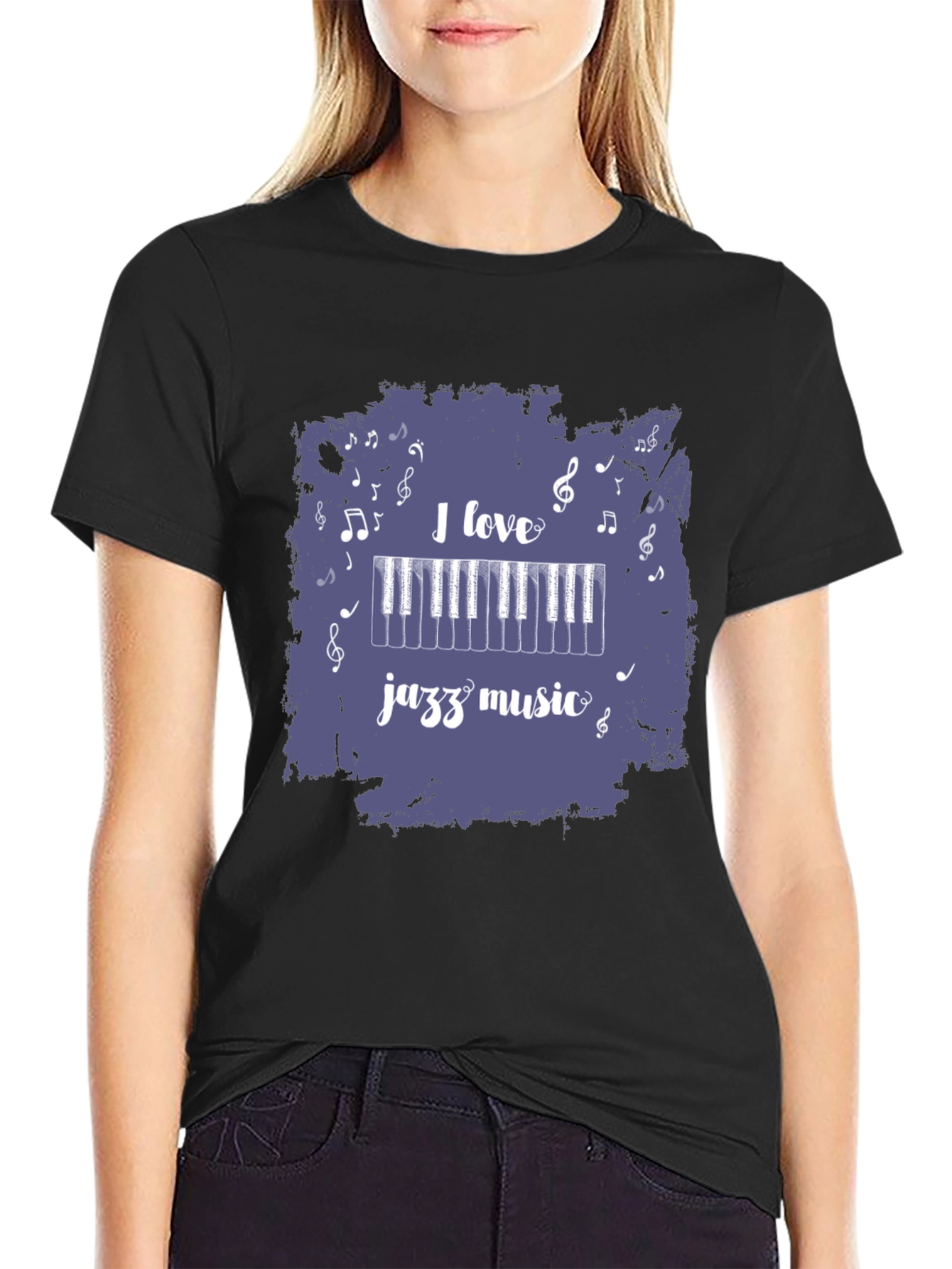I Love Jazz Music Black T-Shirt