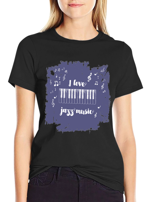 I Love Jazz Music Black T-Shirt