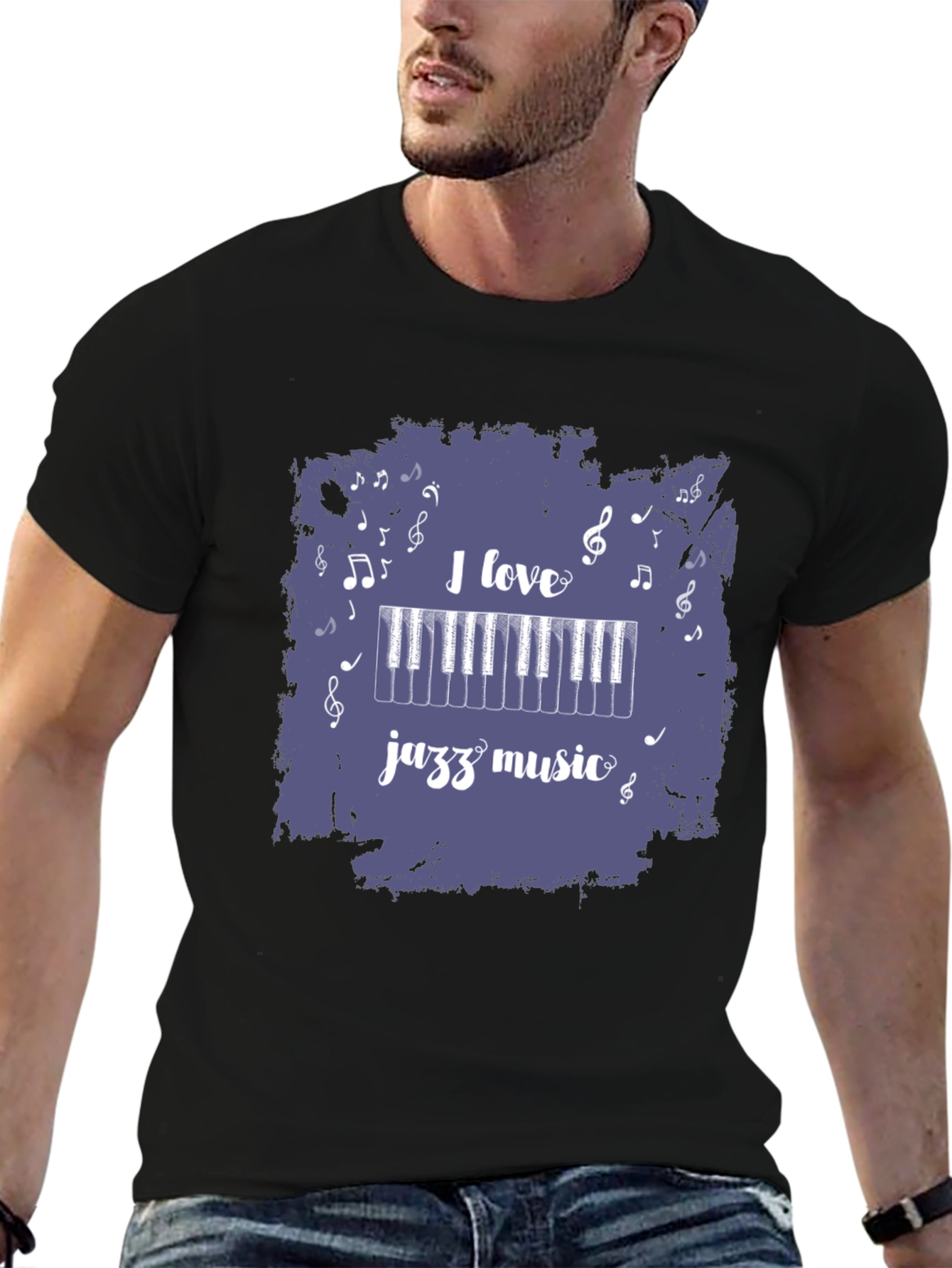 I Love Jazz Music Black T-Shirt