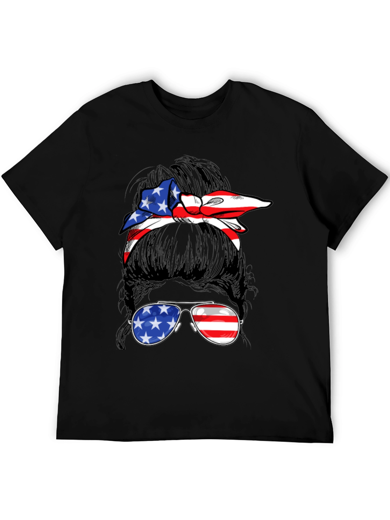 American Flag Messy Bun T-Shirt