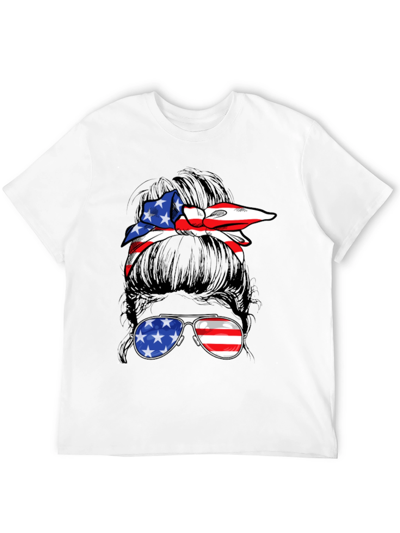 American Flag Messy Bun T-Shirt