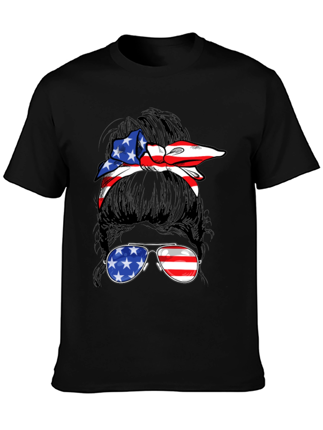 American Flag Messy Bun T-Shirt