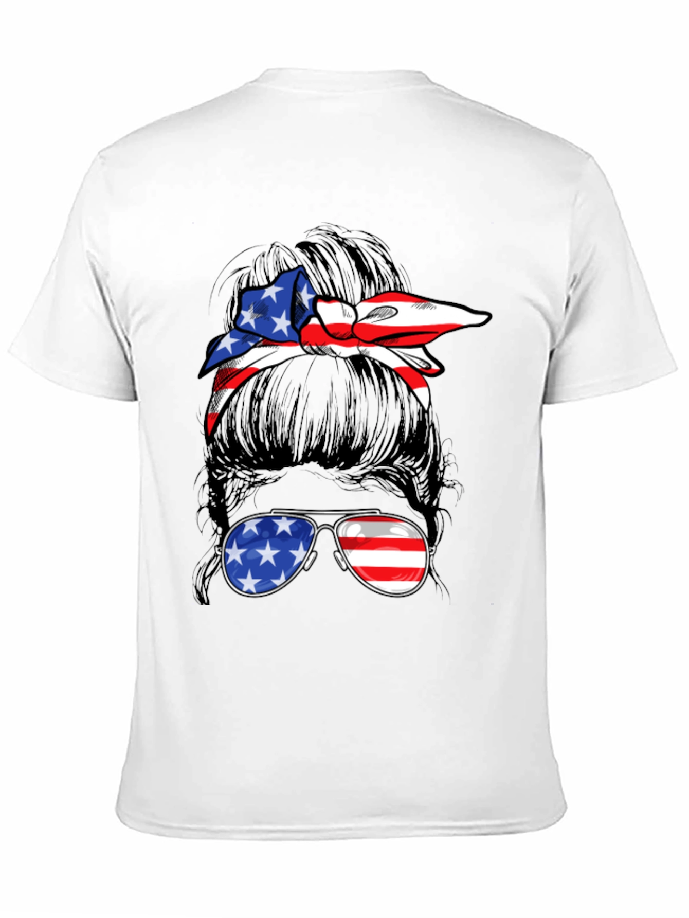 American Flag Messy Bun T-Shirt