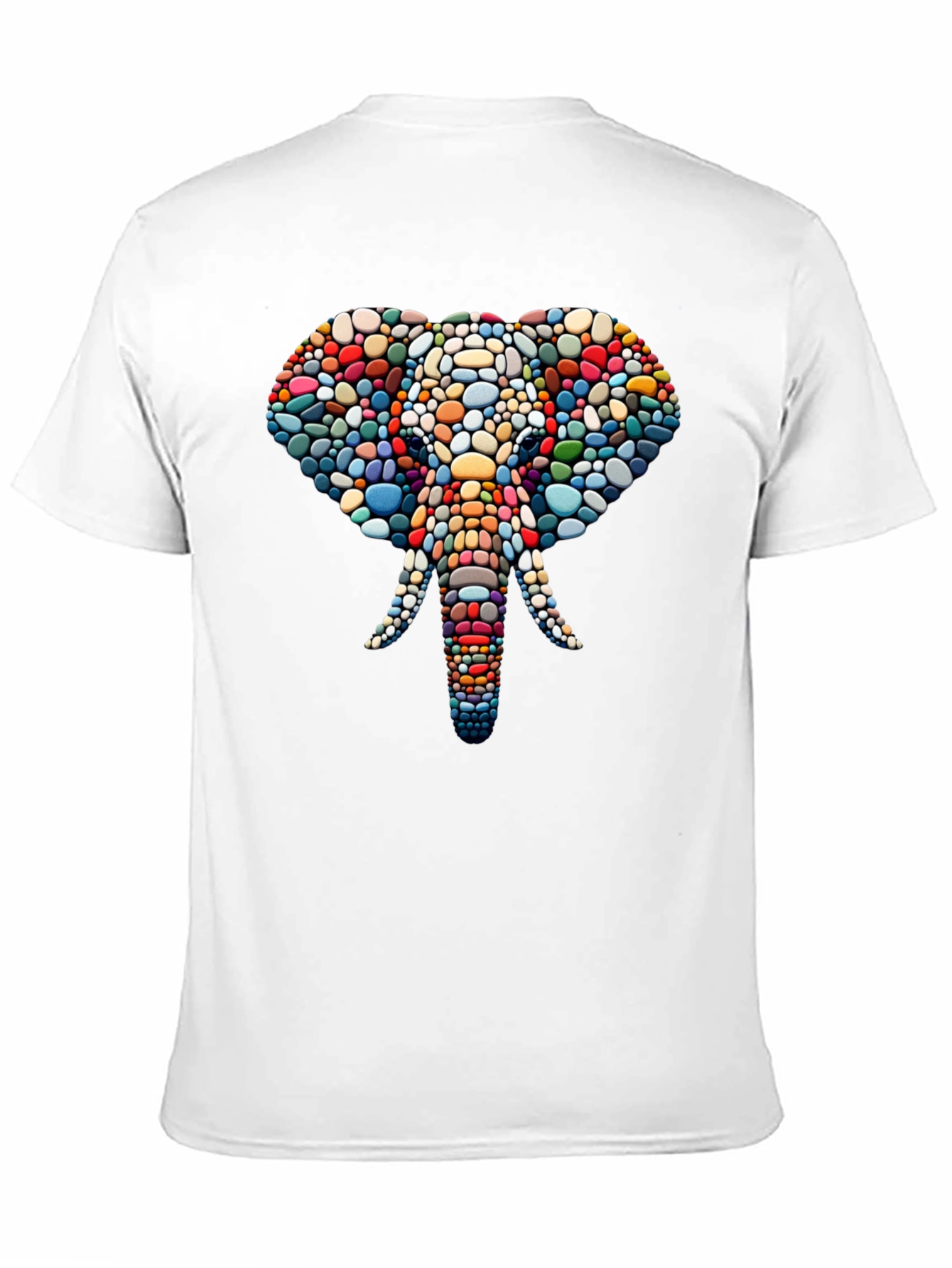 Elephant Mosaic Graphic Tee - Black Cotton T-Shirt