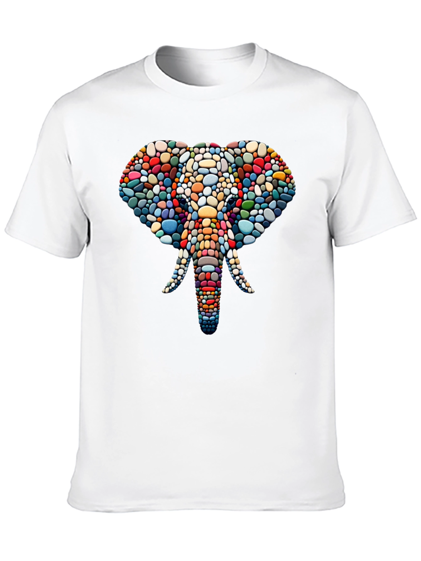Elephant Mosaic Graphic Tee - Black Cotton T-Shirt