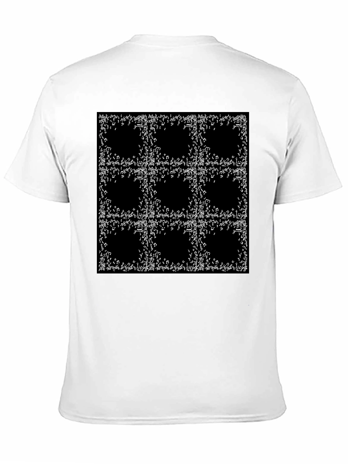 Musical Notes Pattern Black T-Shirt