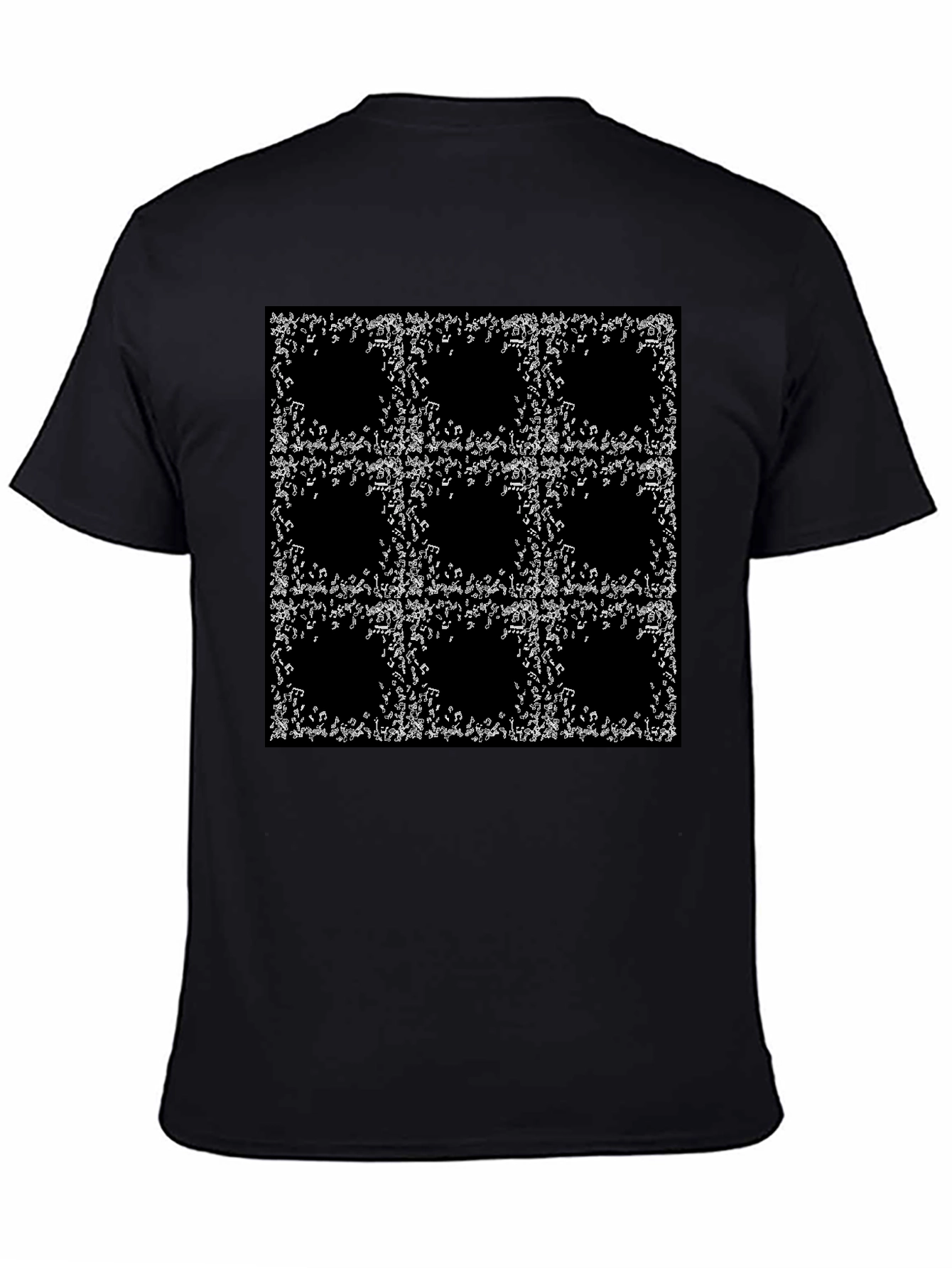 Musical Notes Pattern Black T-Shirt