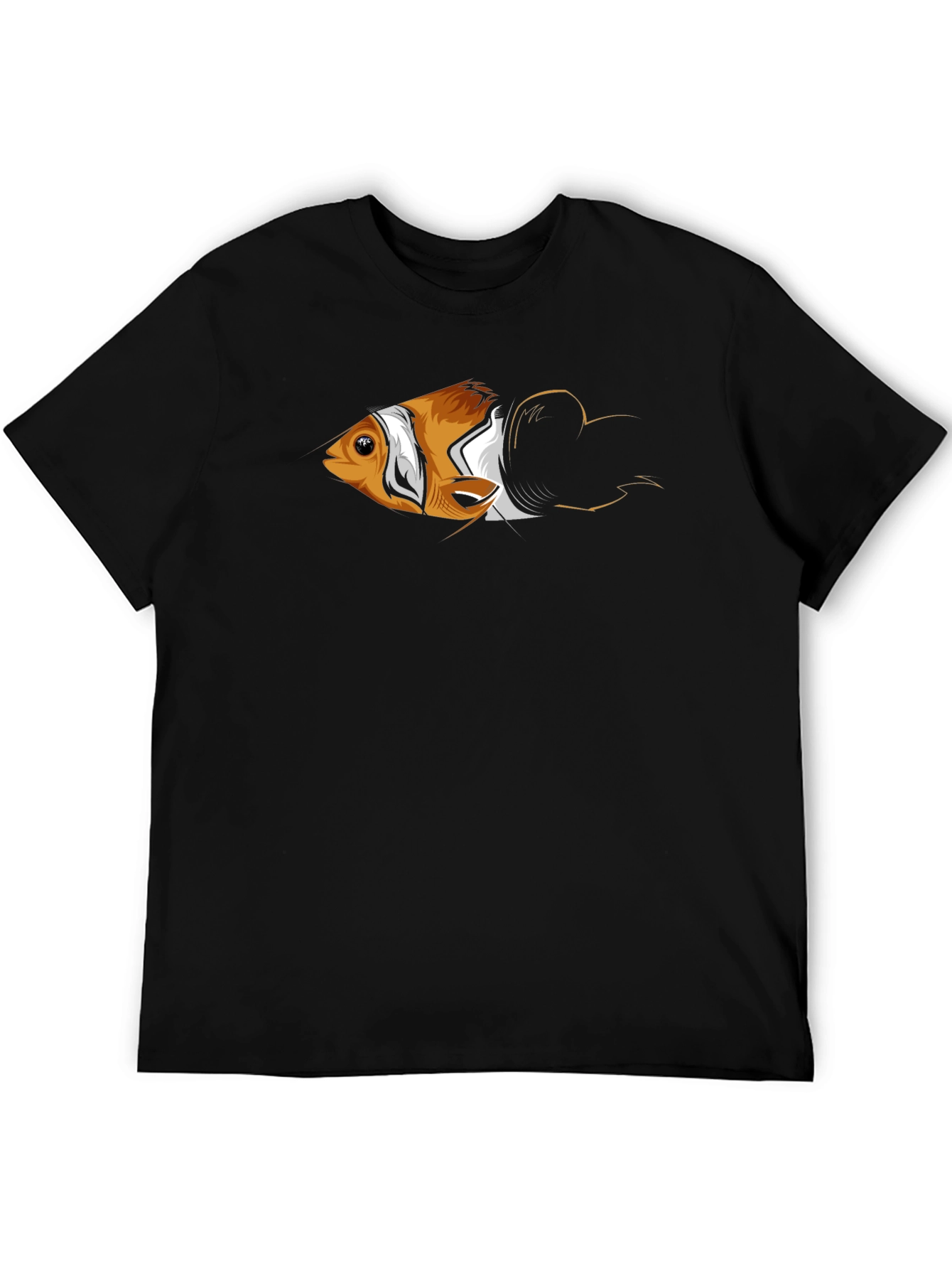 Clownfish Graphic Print Mens Black T-Shirt