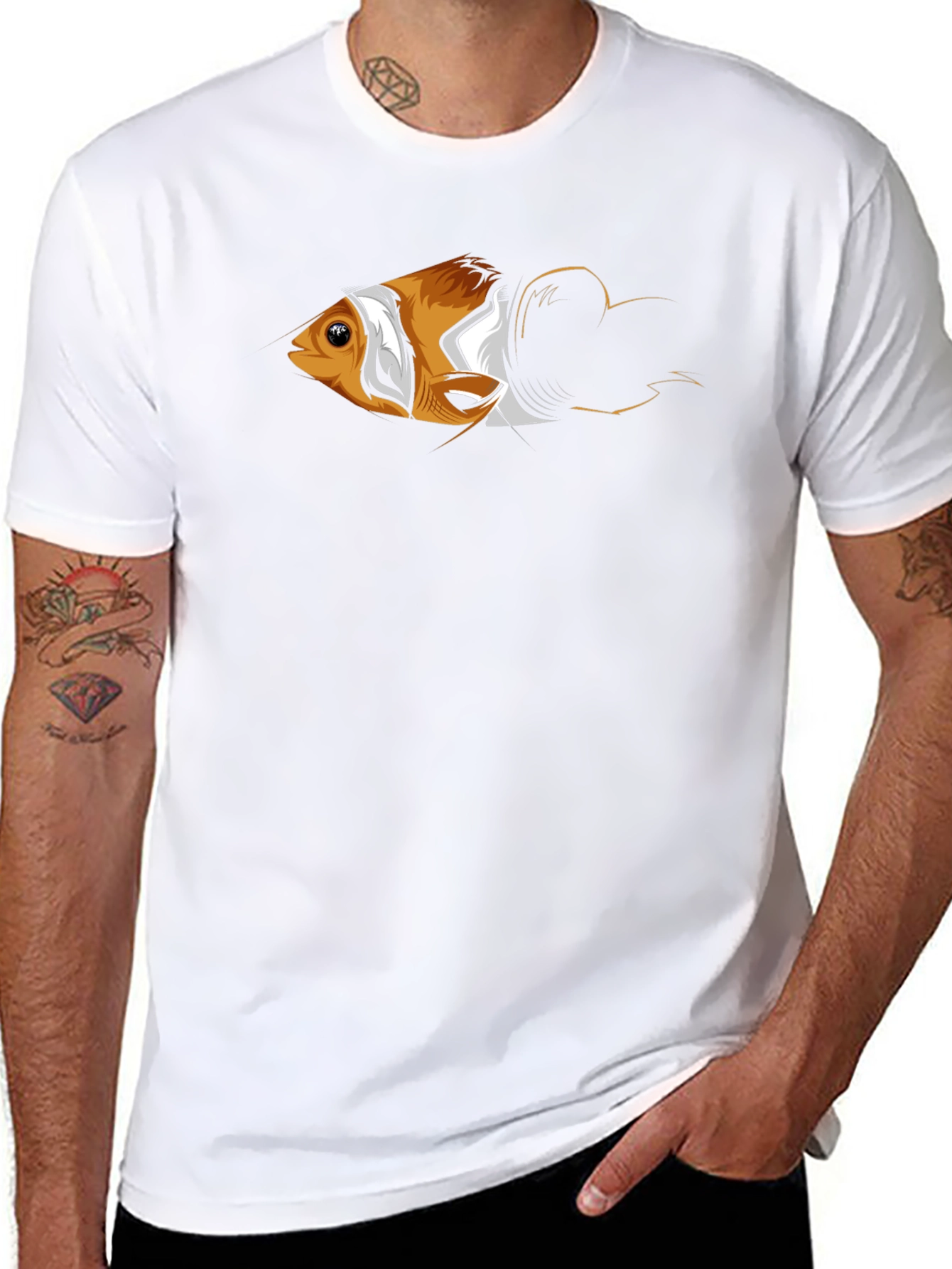 Clownfish Graphic Print Mens Black T-Shirt