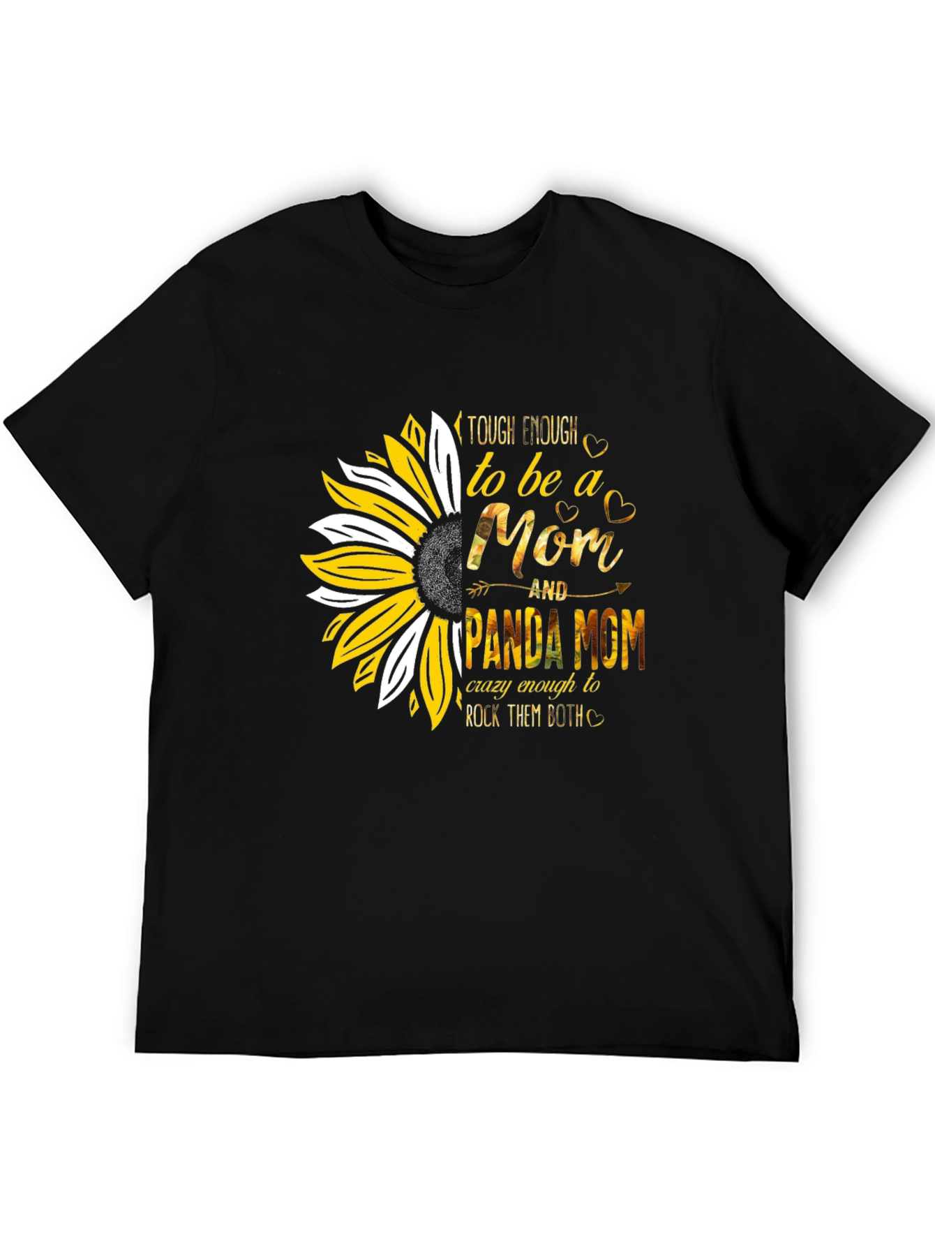 Tough Enough Mom & Panda Mom Sunflower Graphic T-Shirt