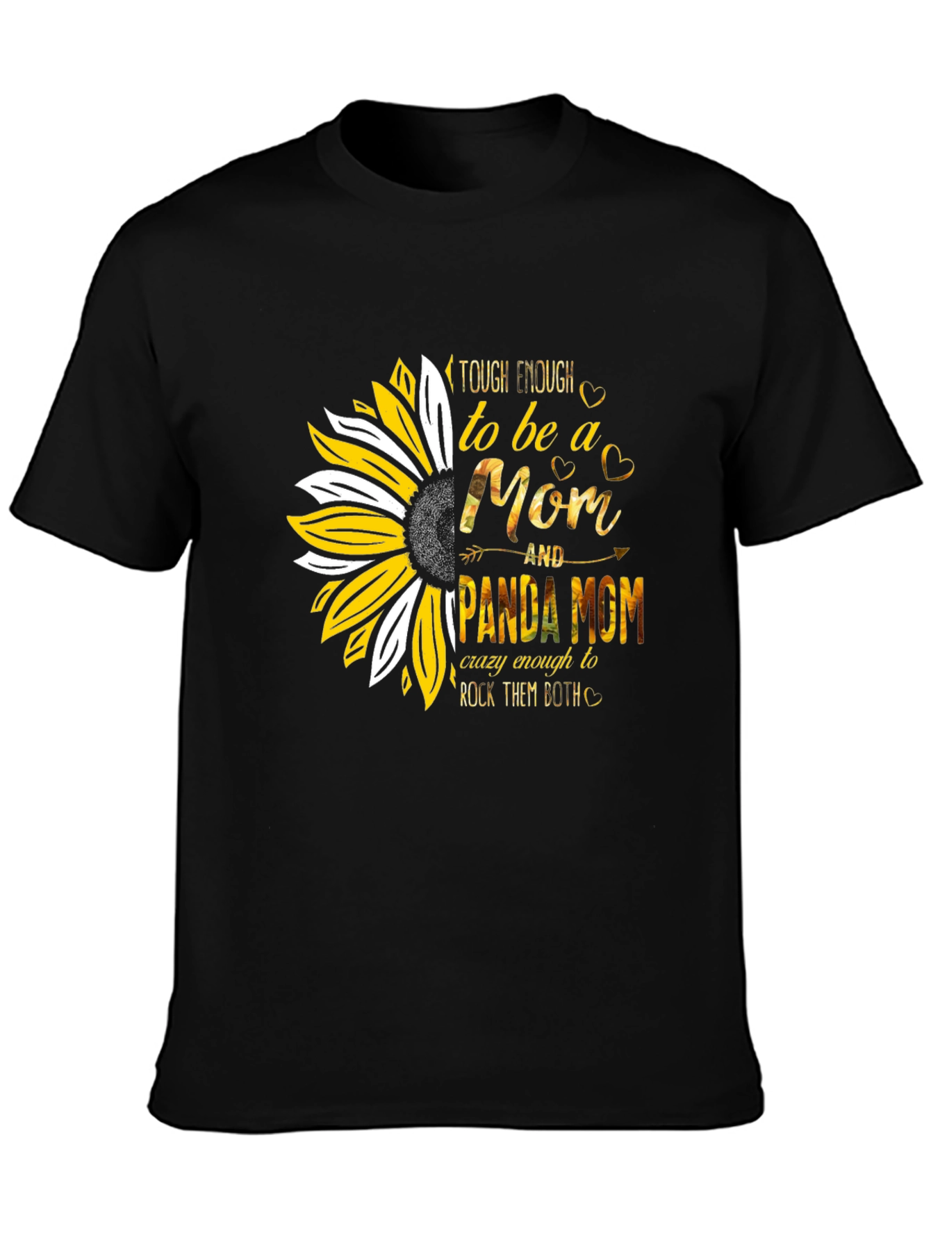 Tough Enough Mom & Panda Mom Sunflower Graphic T-Shirt