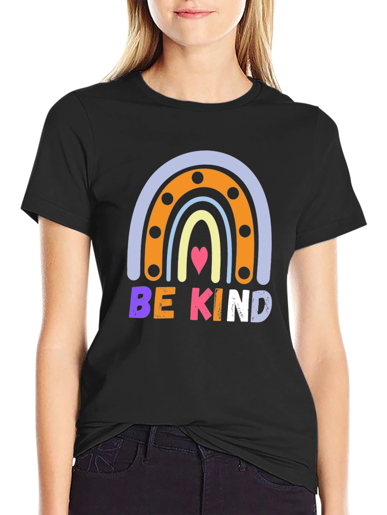 Be Kind Rainbow Graphic Tee - Positive Message