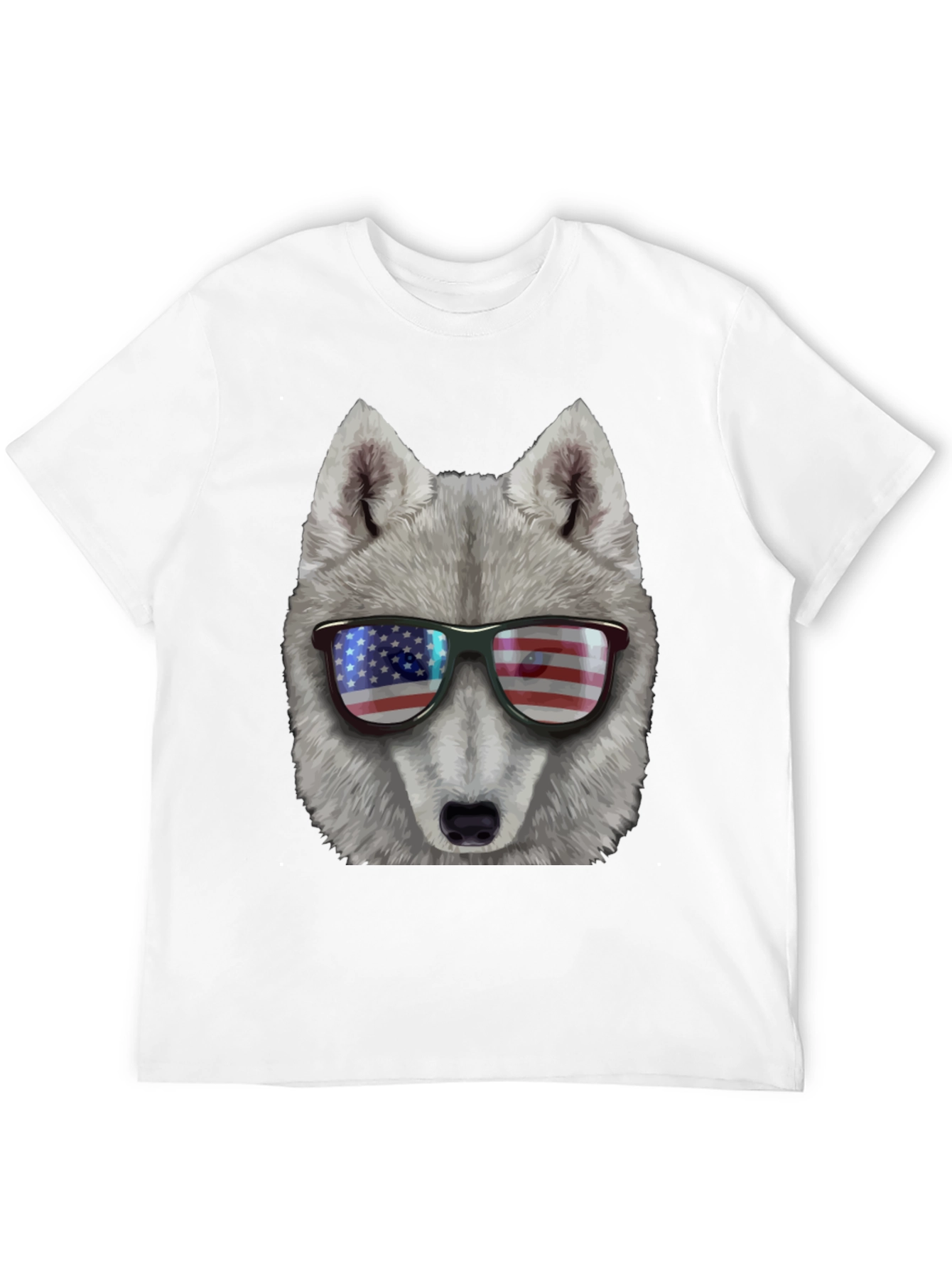 Patriotic Wolf T-Shirt - American Flag Sunglasses