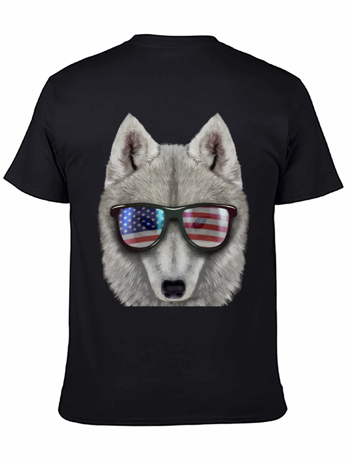 Patriotic Wolf T-Shirt - American Flag Sunglasses