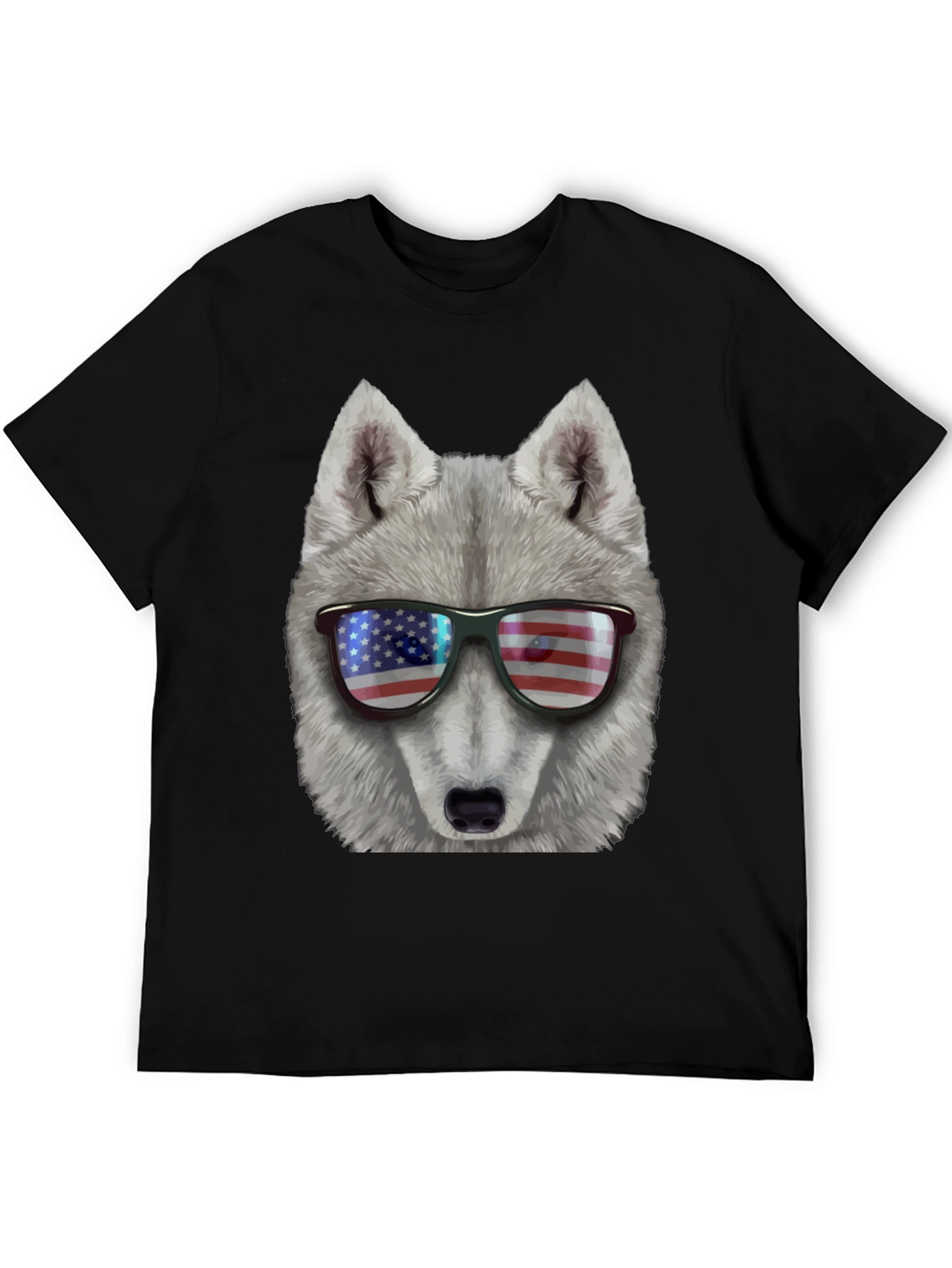Patriotic Wolf T-Shirt - American Flag Sunglasses