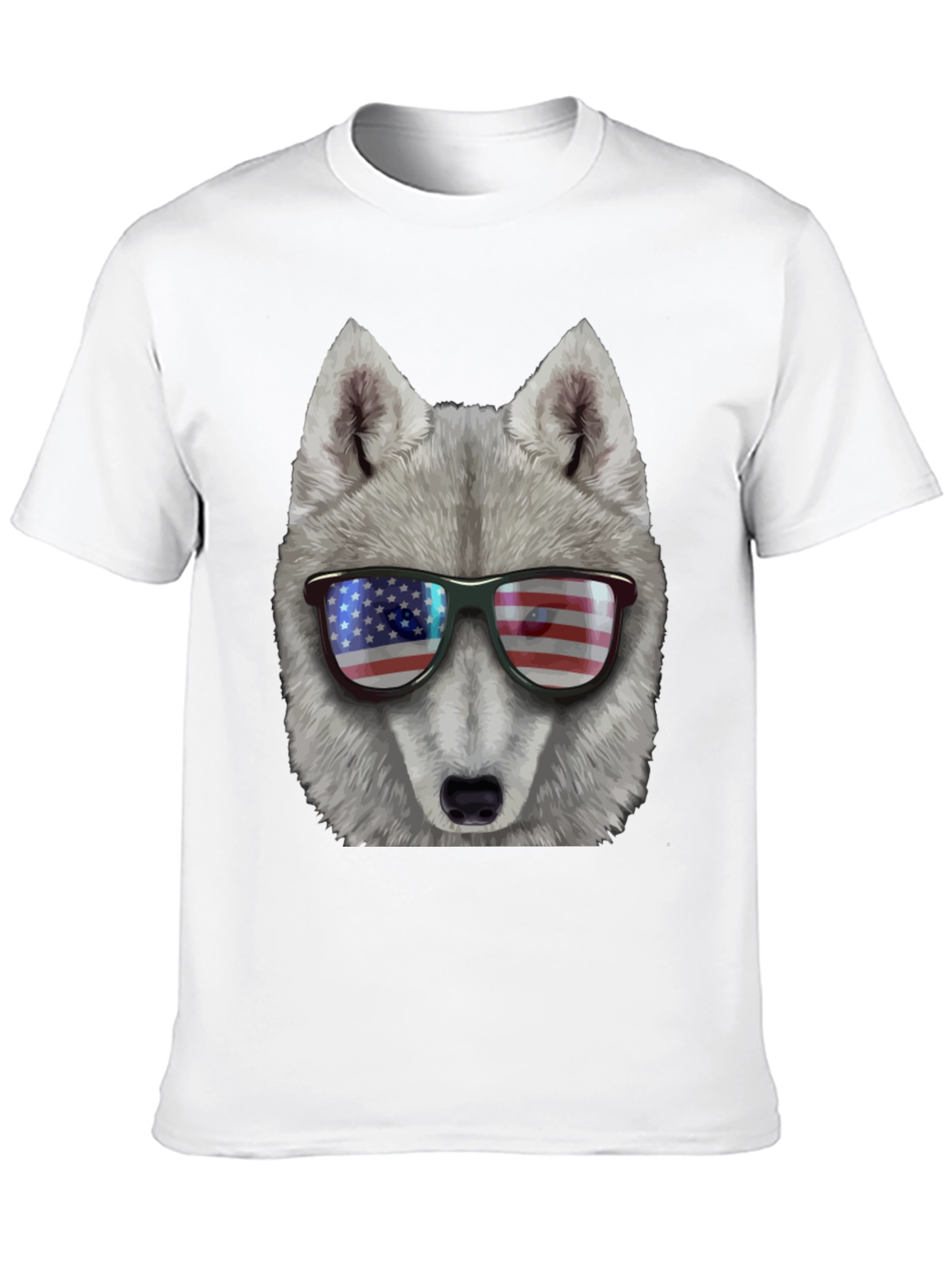 Patriotic Wolf T-Shirt - American Flag Sunglasses