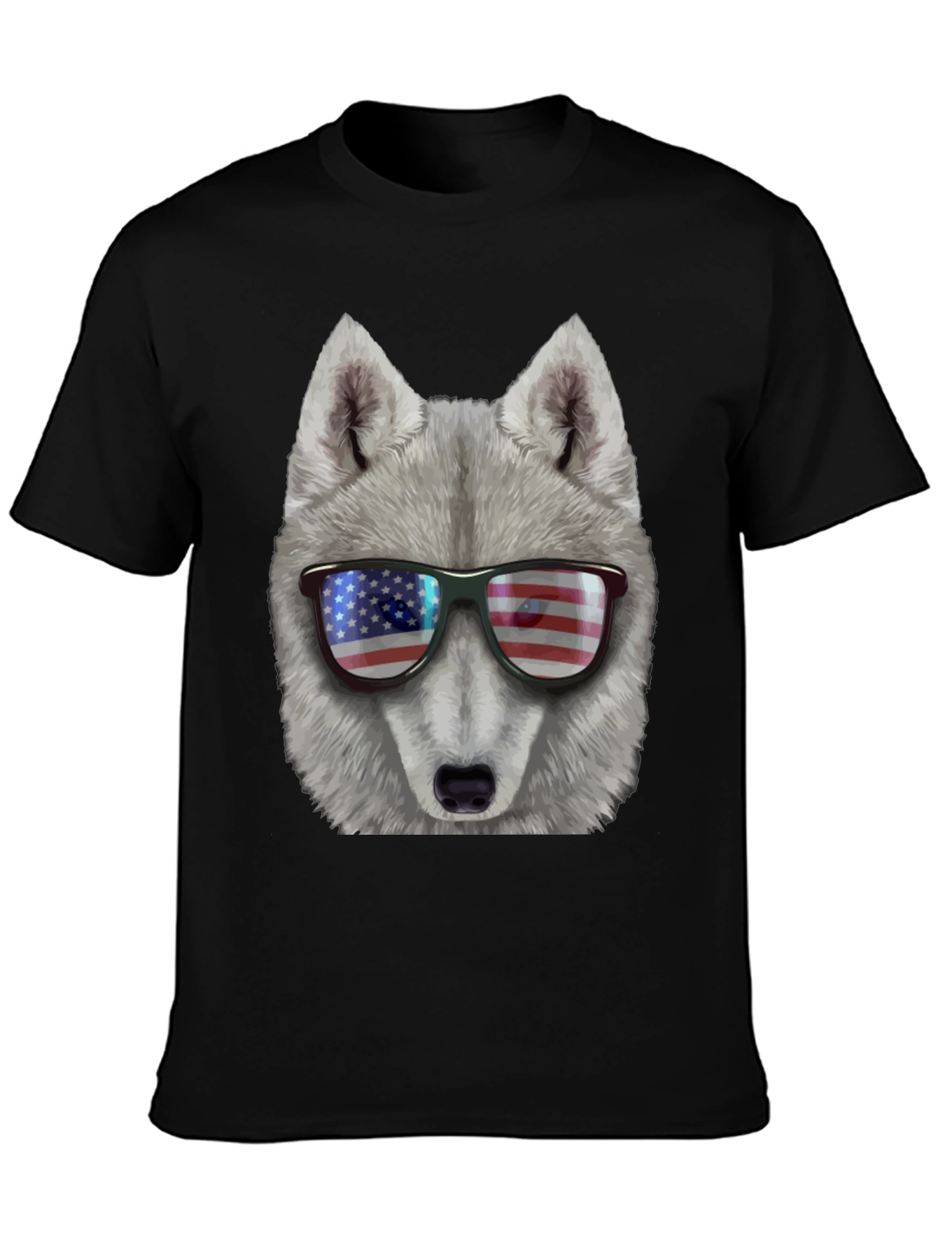 Patriotic Wolf T-Shirt - American Flag Sunglasses