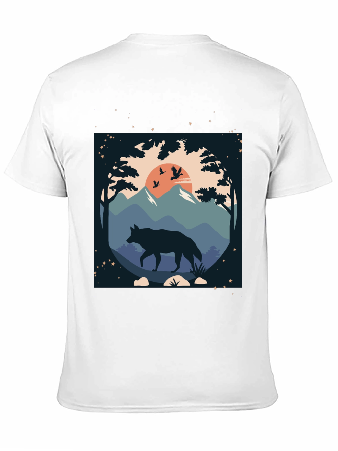 Wolf Landscape Graphic Tee - Black Cotton Blend