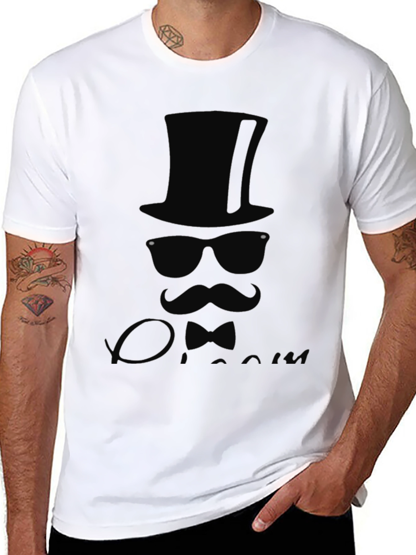 Dapper Gent T-Shirt - Top Hat Bow Tie
