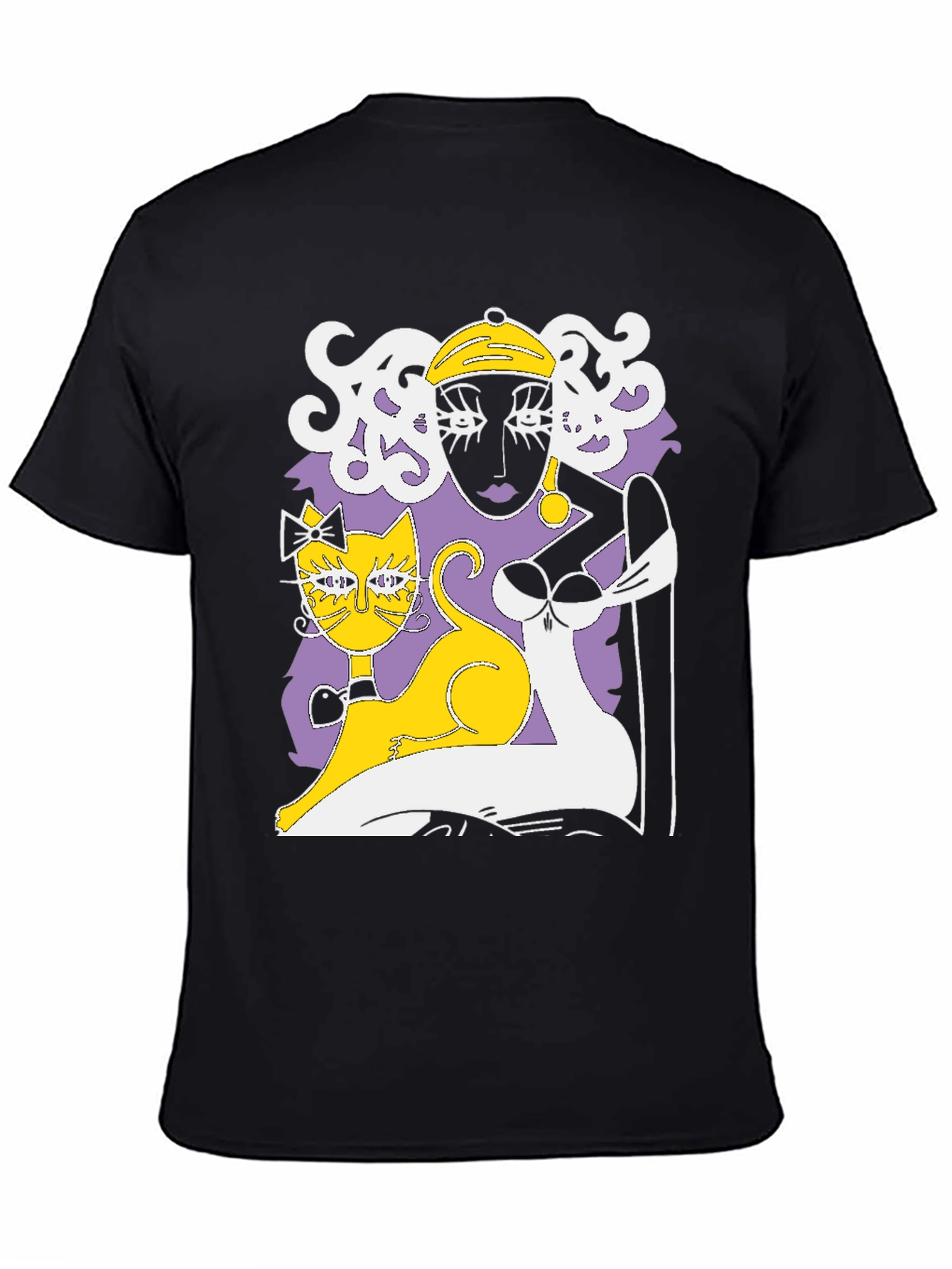 Abstract Woman and Cat Graphic Tee