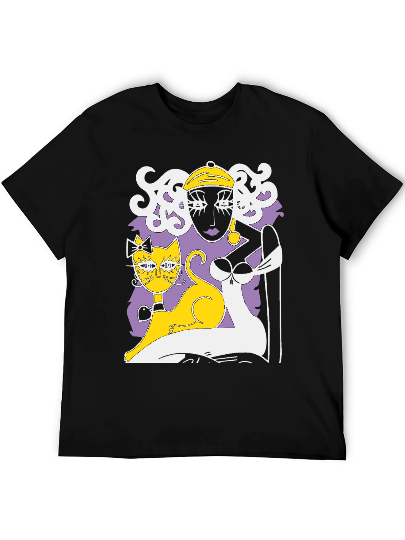 Abstract Woman and Cat Graphic Tee