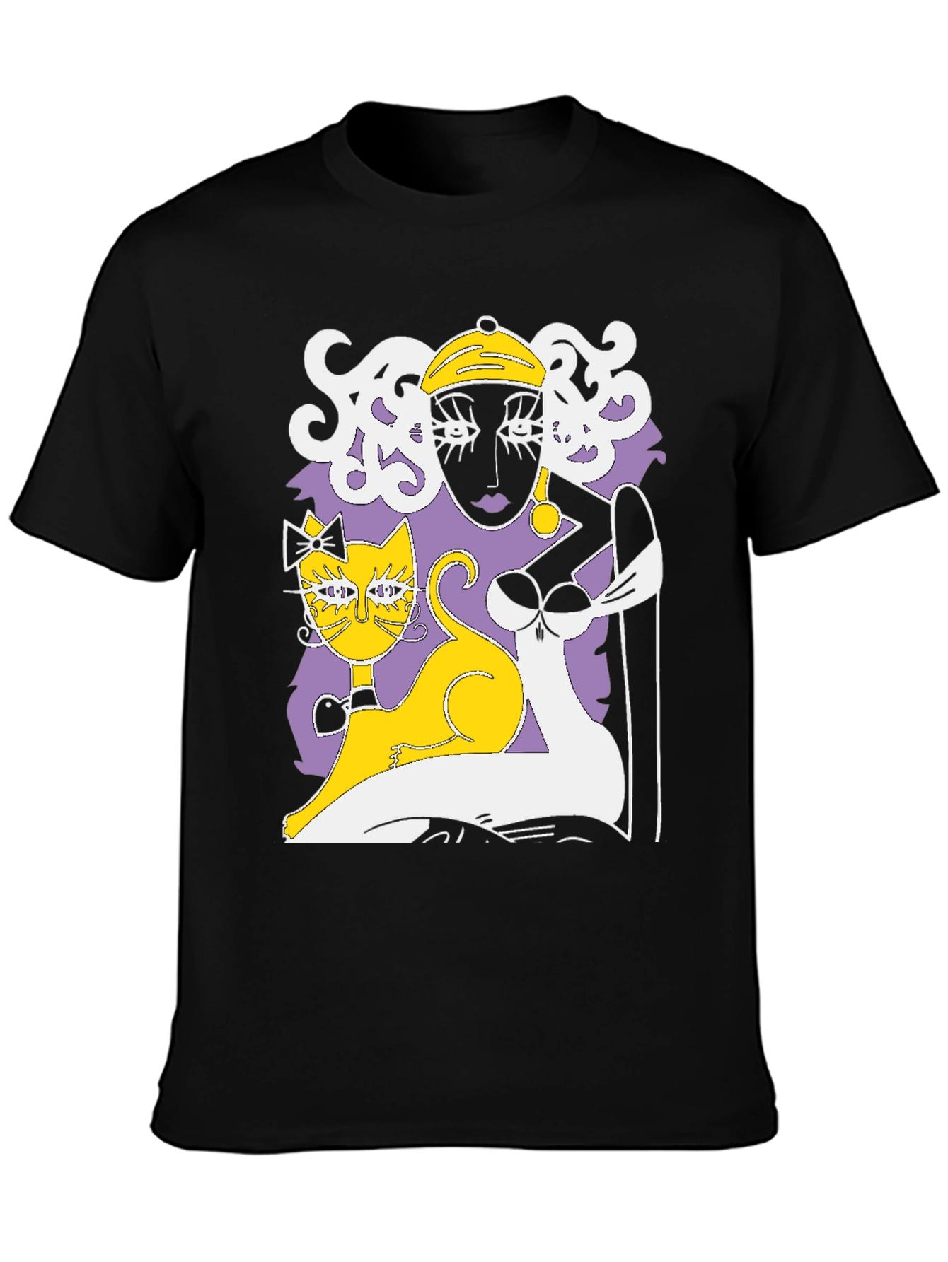 Abstract Woman and Cat Graphic Tee