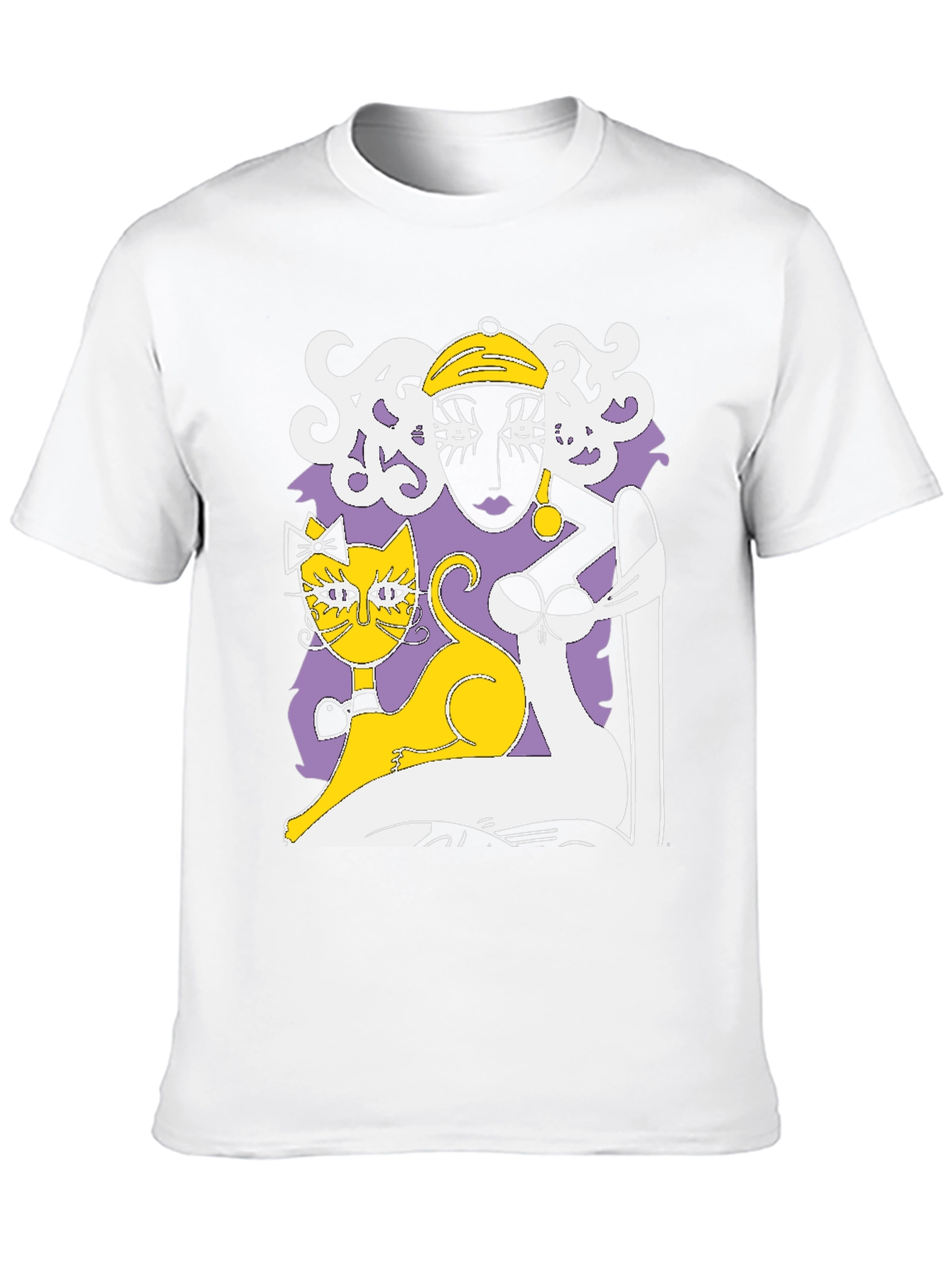 Abstract Woman and Cat Graphic Tee