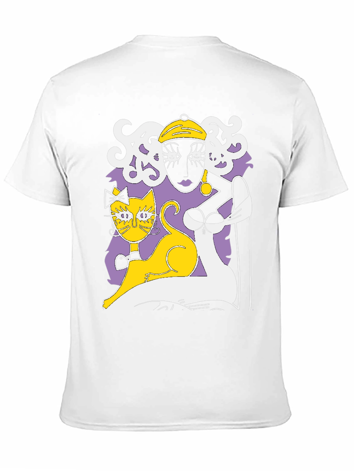 Abstract Woman and Cat Graphic Tee