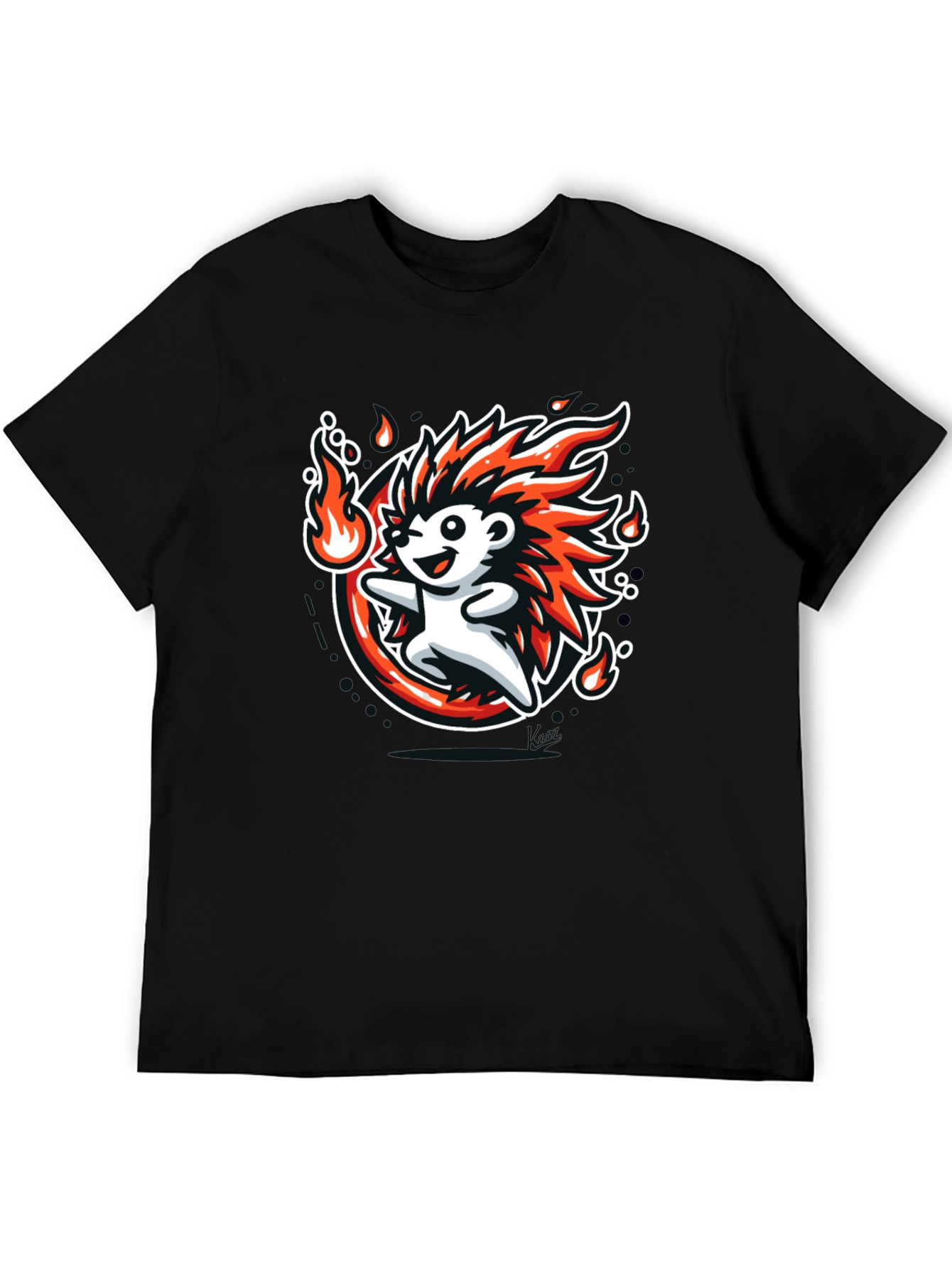 Fiery Hedgehog Graphic Tee - Cool Cartoon Design
