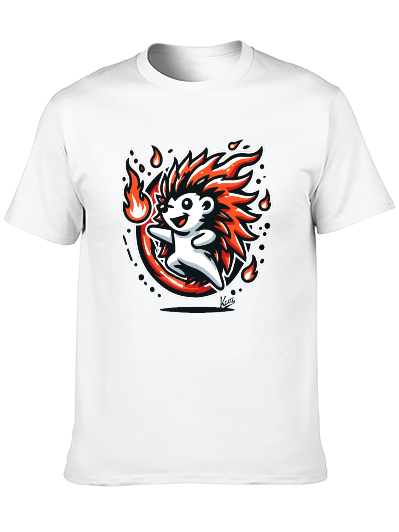 Fiery Hedgehog Graphic Tee - Cool Cartoon Design