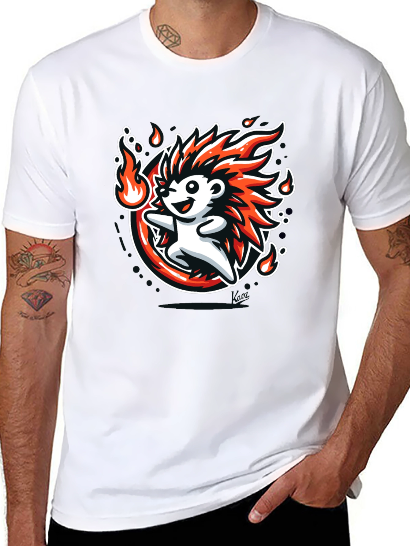 Fiery Hedgehog Graphic Tee - Cool Cartoon Design